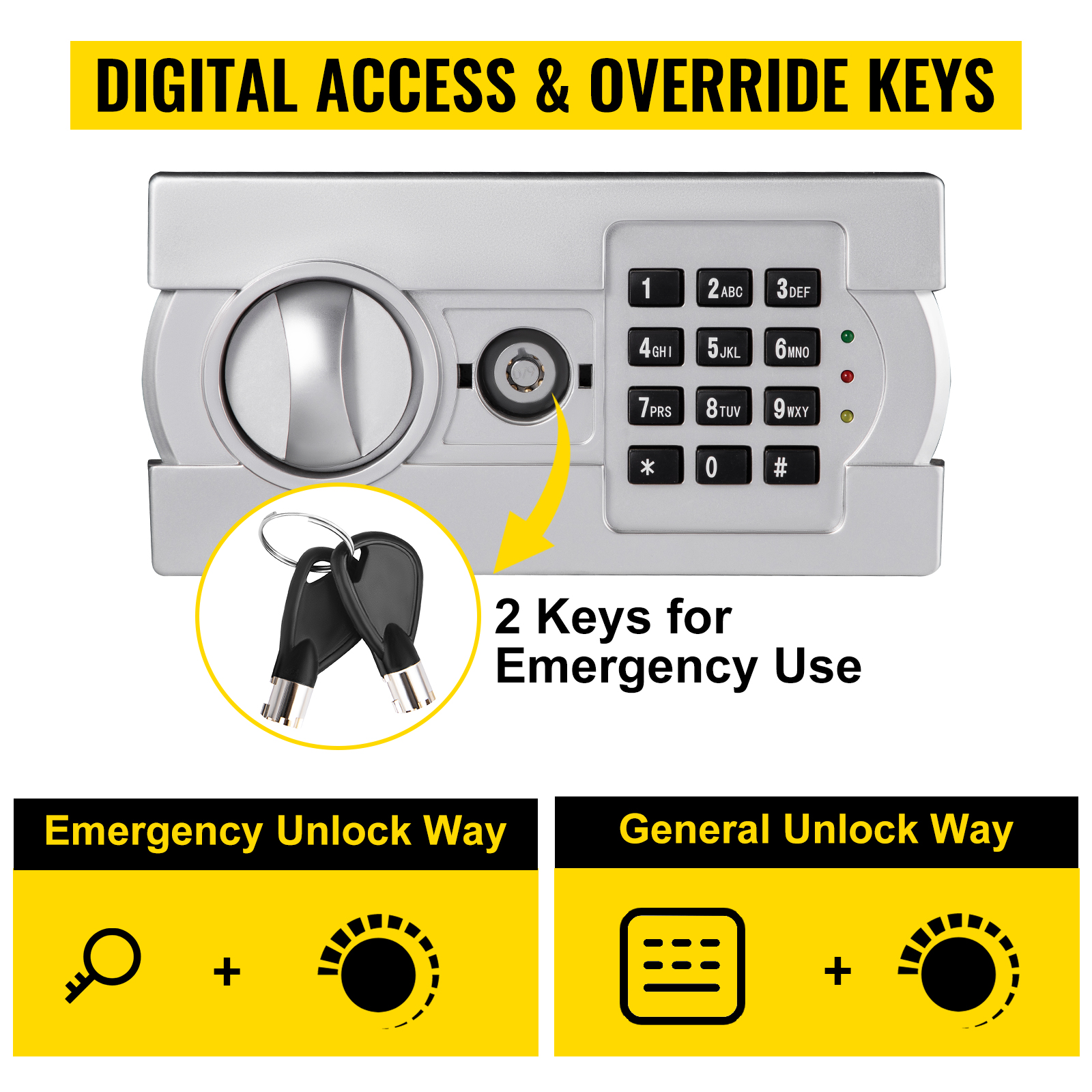 VEVOR Coffre-Fort Digital 28L En Acier Au Carbone Coffre-Fort Electronique 2 Kits De Code Et 2 Cles Coffre-Fort De Securite Antivol Coffre-Fort Cle Et Code Anti-Effraction Ignifuge Billet Bijou Armes -Promos Matériel Boutique AAHKMJXYDAFdJAOAIMEbOAchsNwF47gfWWMct1uaXzXJCVIqjjVJLqw