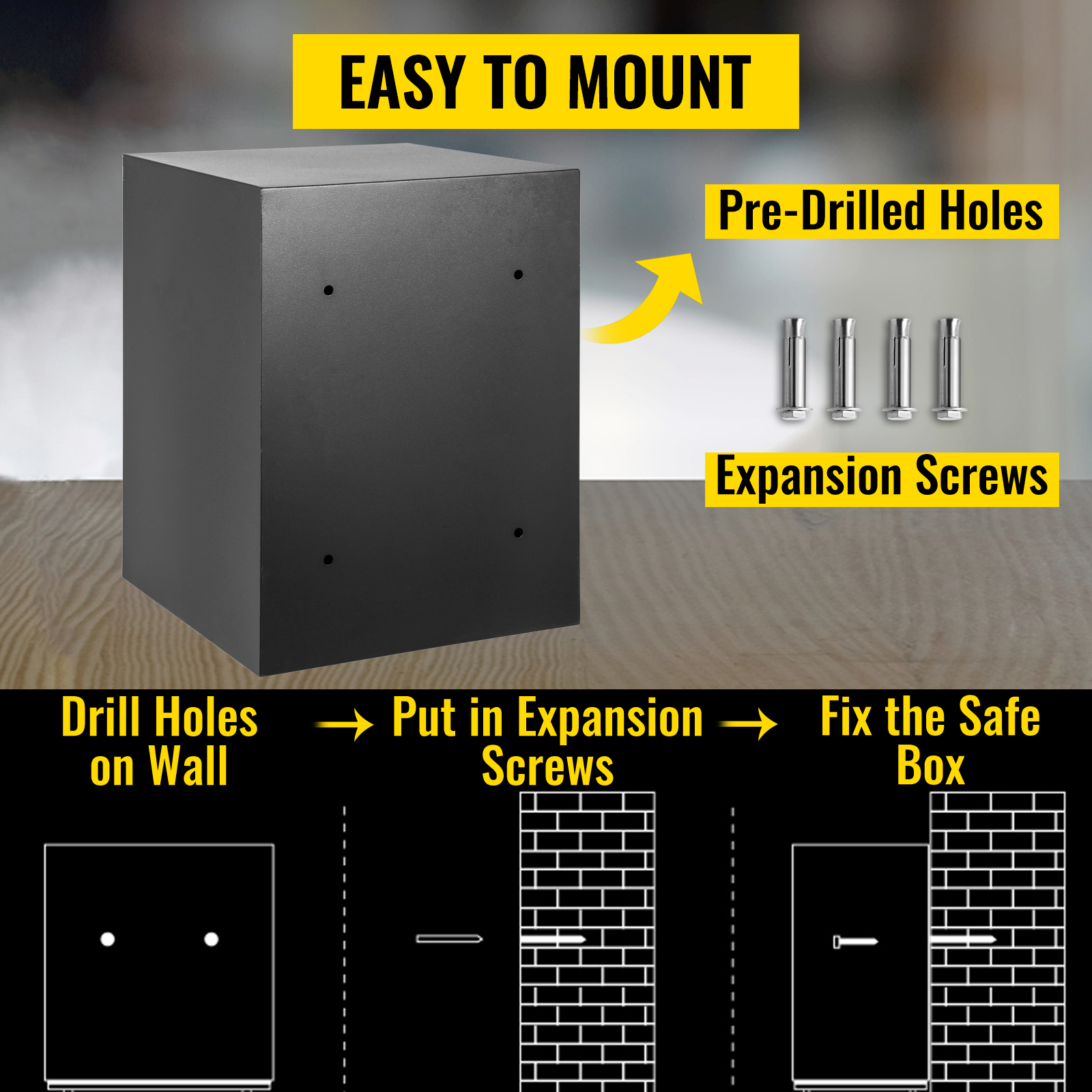 VEVOR Coffre-Fort Digital 65 L En Acier Au Carbone Coffre-Fort Electronique 2 Kits De Code Et 2 Cles Coffre-Fort De Securite Antivol Coffre-Fort Cle Et Code Anti-Effraction Ignifuge Billet Bijou Arme -Promos Matériel Boutique AAHKMJXYDAFdJAOAIMEbOAchsNwF47gfWWMct1uaXzXJCVIqjjVJLqw