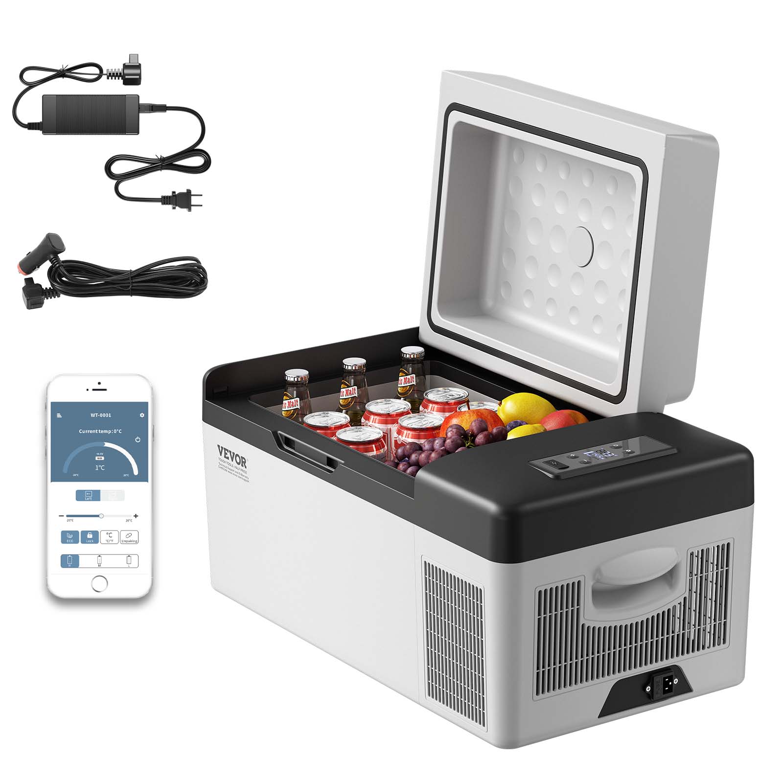 VEVOR Kühlboxen Autokühlschrank Kompressorkühlbox Edelstahl Urlaub Isolierbox Mini Kühlschrank Kühlbox Auto und Steckdose
