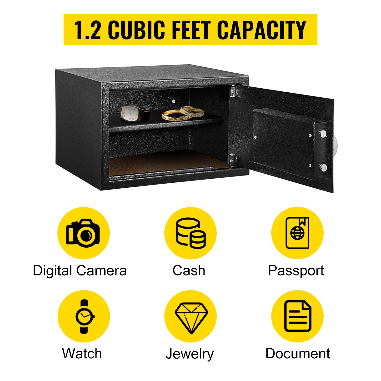 VEVOR Coffre-Fort Digital 34 L En Acier Au Carbone Coffre-Fort Electronique 2 Kits De Code Et 2 Cles Coffre-Fort De Securite Antivol Coffre-Fort Cle Et Code Anti-Effraction Ignifuge Billet Bijou Arme -Promos Matériel Boutique AAHKMJXYDAFdJAOAIMEbOAchsNwF47gfWWMct1uaXzXJCVIqjjVJLqw