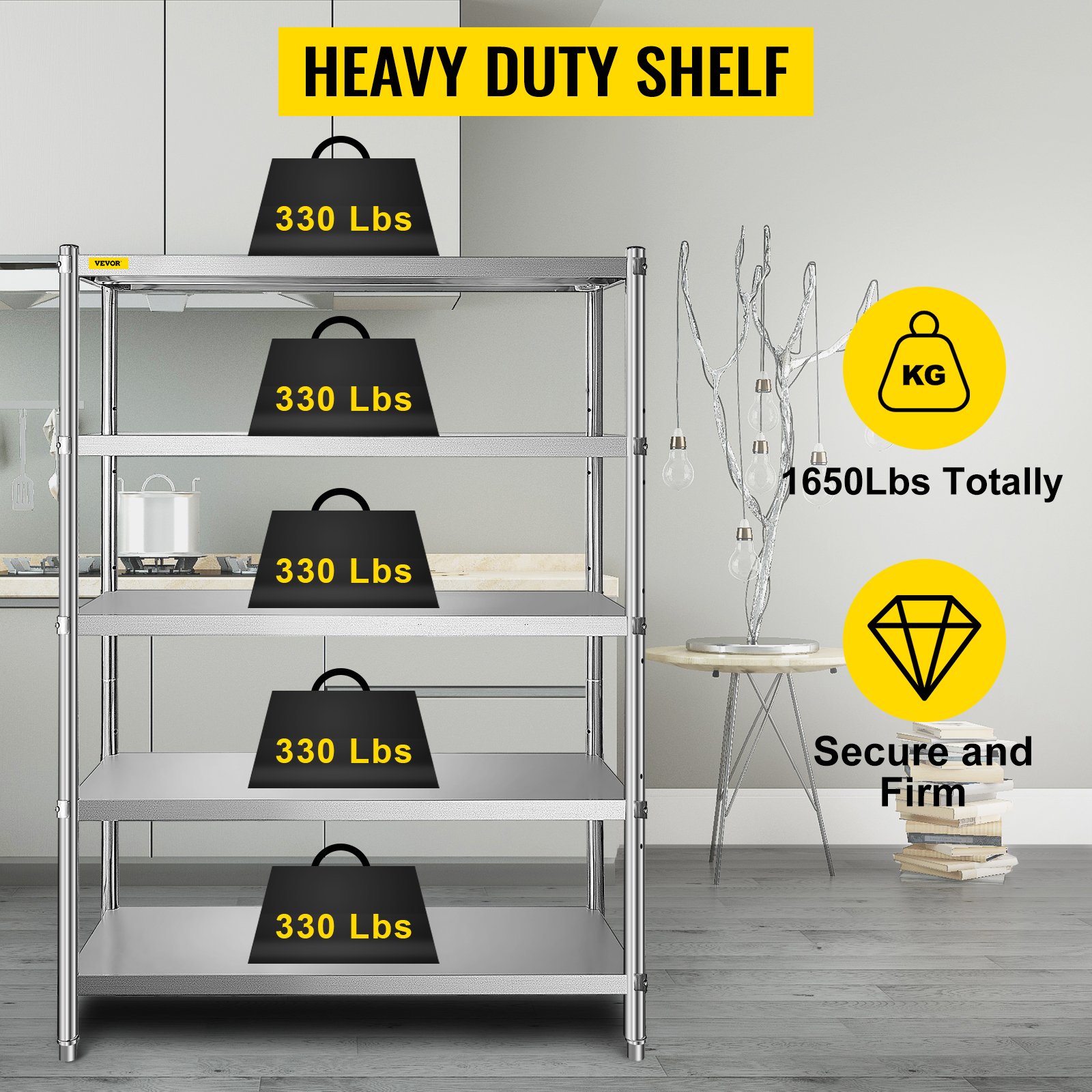 VEVOR Etagere De Cuisine Professionnelle Inox 5 Tablettes 122x47x183 Cm 750kg -Promos Gout Cuisine Boutique AAHKMJXYDAFdJAOAIMEbOAchsNwF47gfWWMct1uaXzXJCVIqjjVJLqw