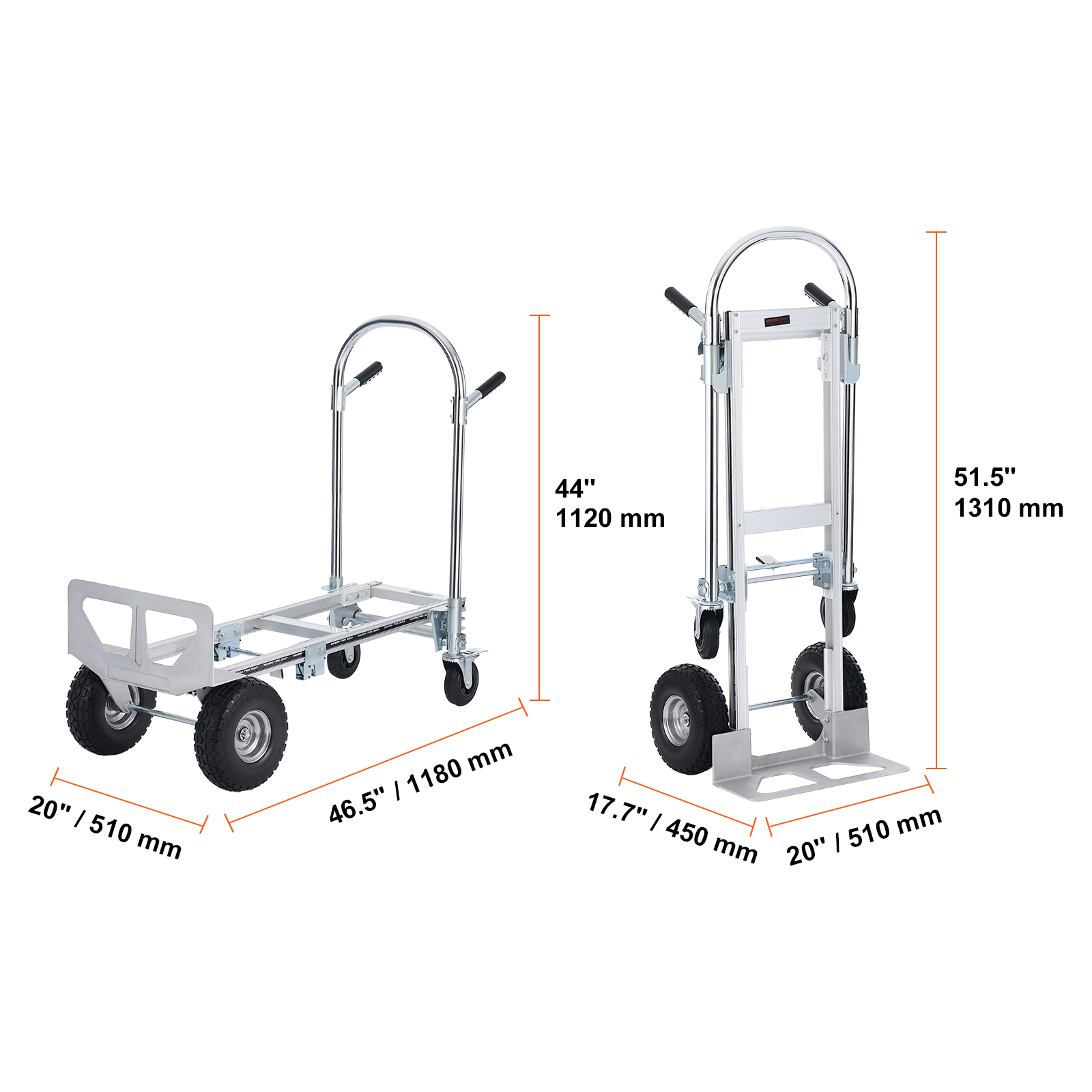 VEVOR Diable Pliant en Aluminium 2-en-1 Diable Chariot de Demenagement ...