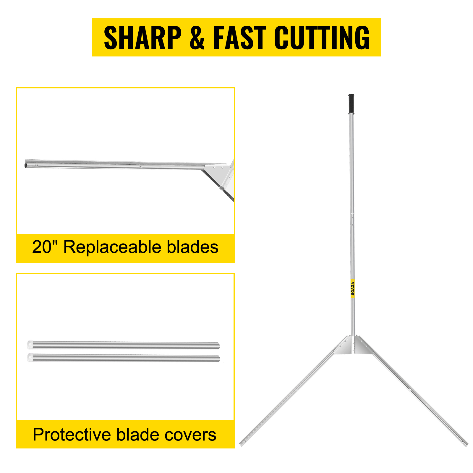 VEVOR Aquatic Weed Cutter, 30" Cutting Path Water Grass Cutter, Stainless Steel Blades Lake Weed