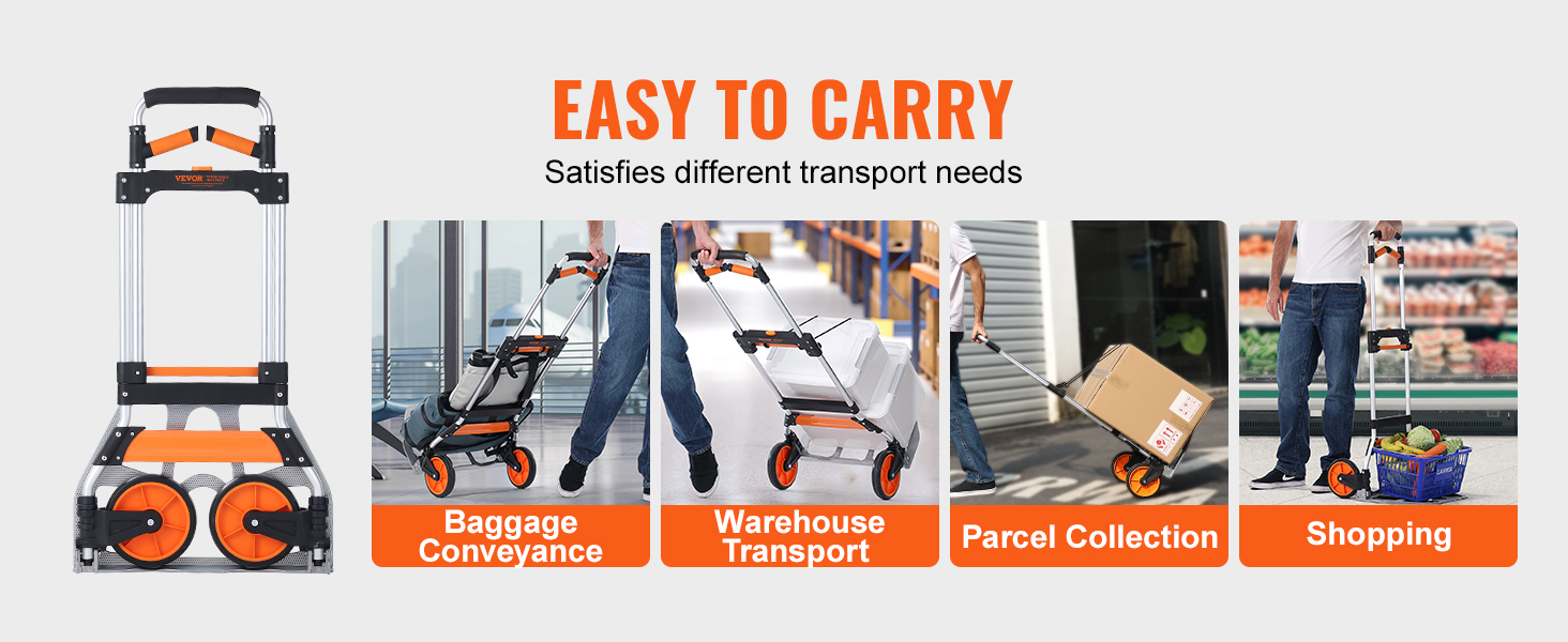 Carrello A Mano Pieghevole VEVOR - Portata 136kg In Alluminio - Foto 11