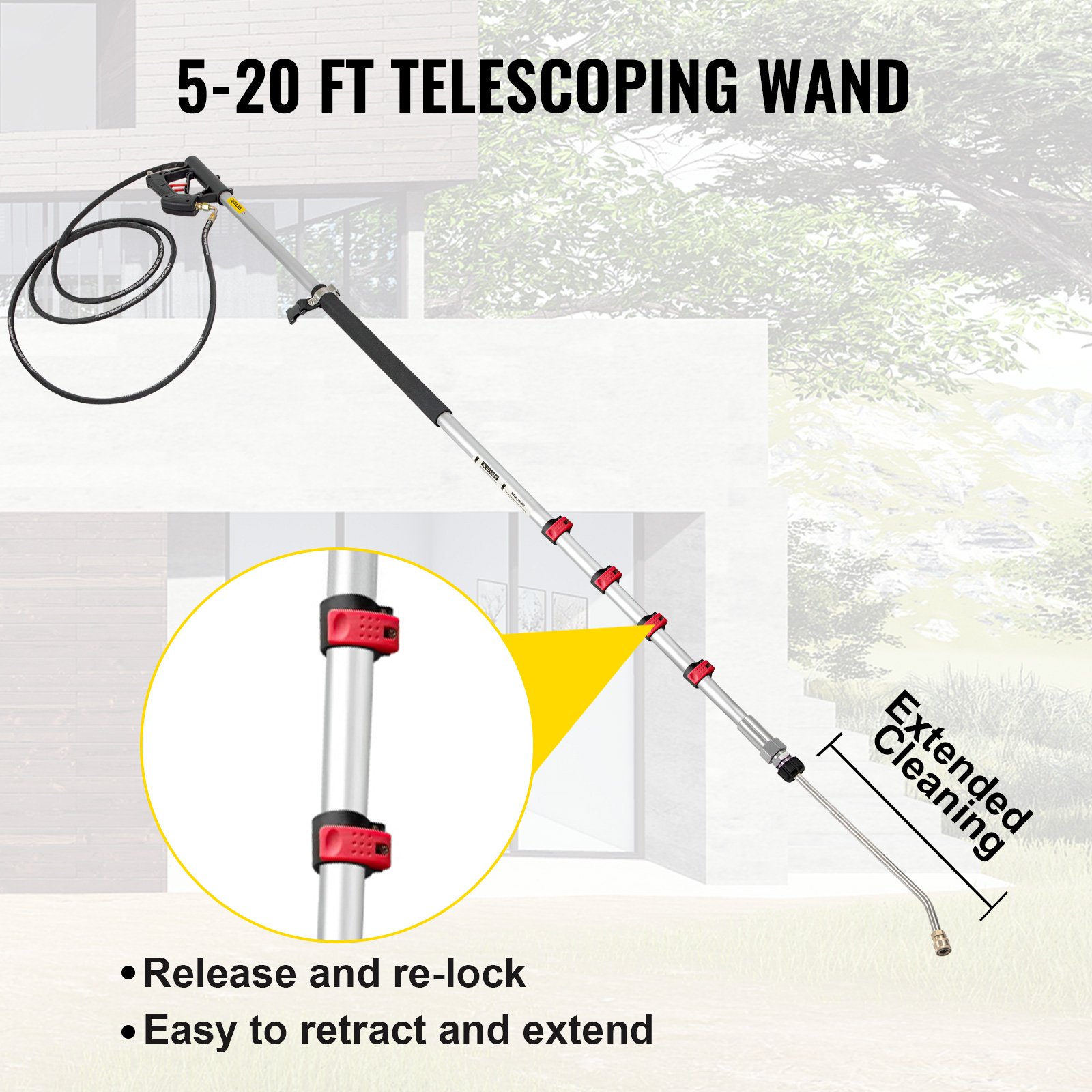 Exterior House Cleaning Brush Set with Extension Pole -The Ultimate Ex –  Extend-A-Reach