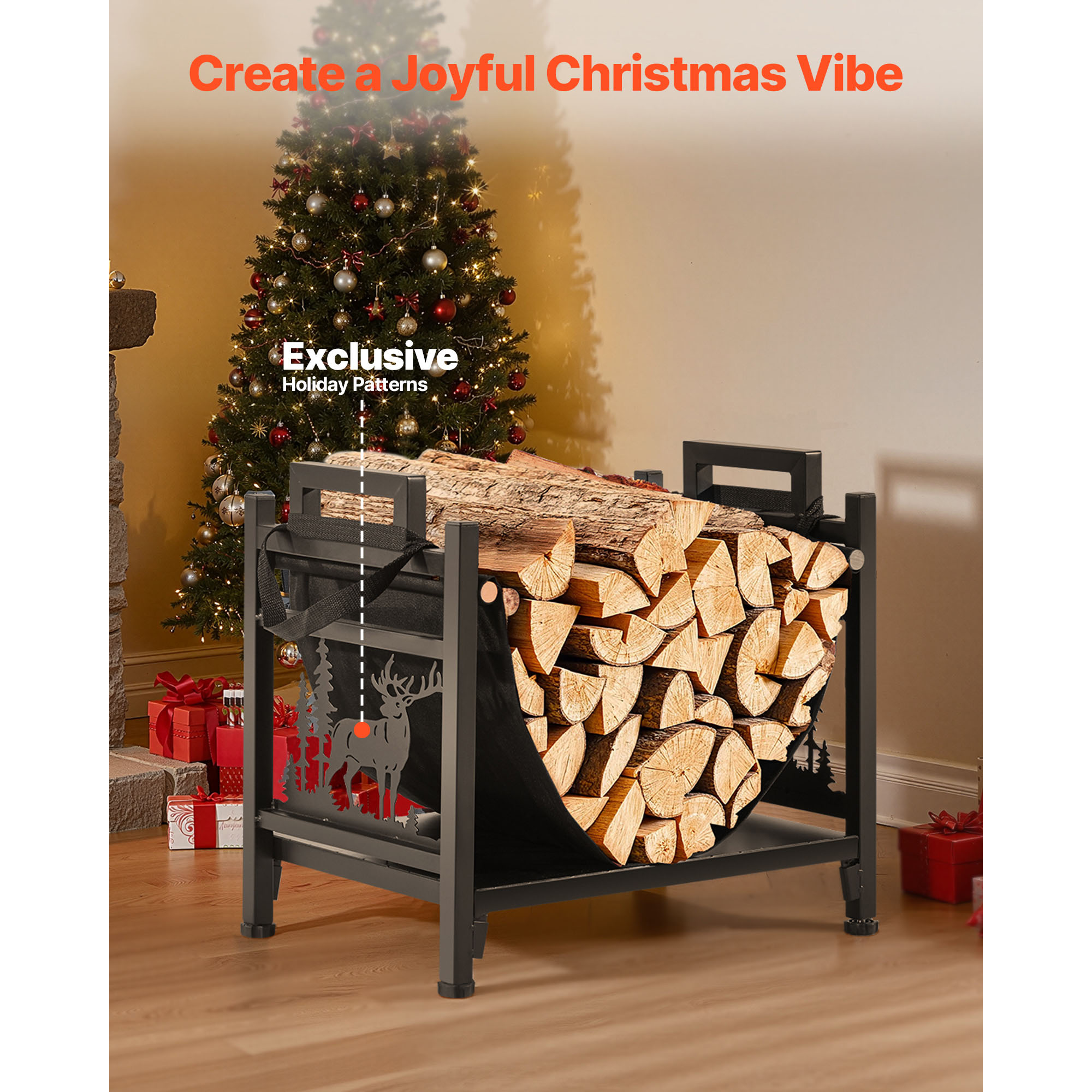 VEVOR Support à Bois De Chauffage D'intérieur, Range-bûches