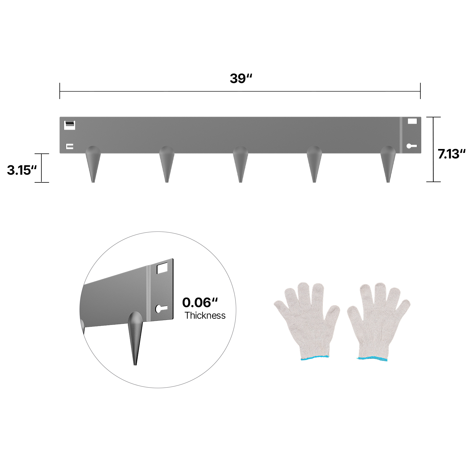Daromigo Lot De 5 Bordures De Pelouse En Métal Galvanisé, 5 M, 15 Cm