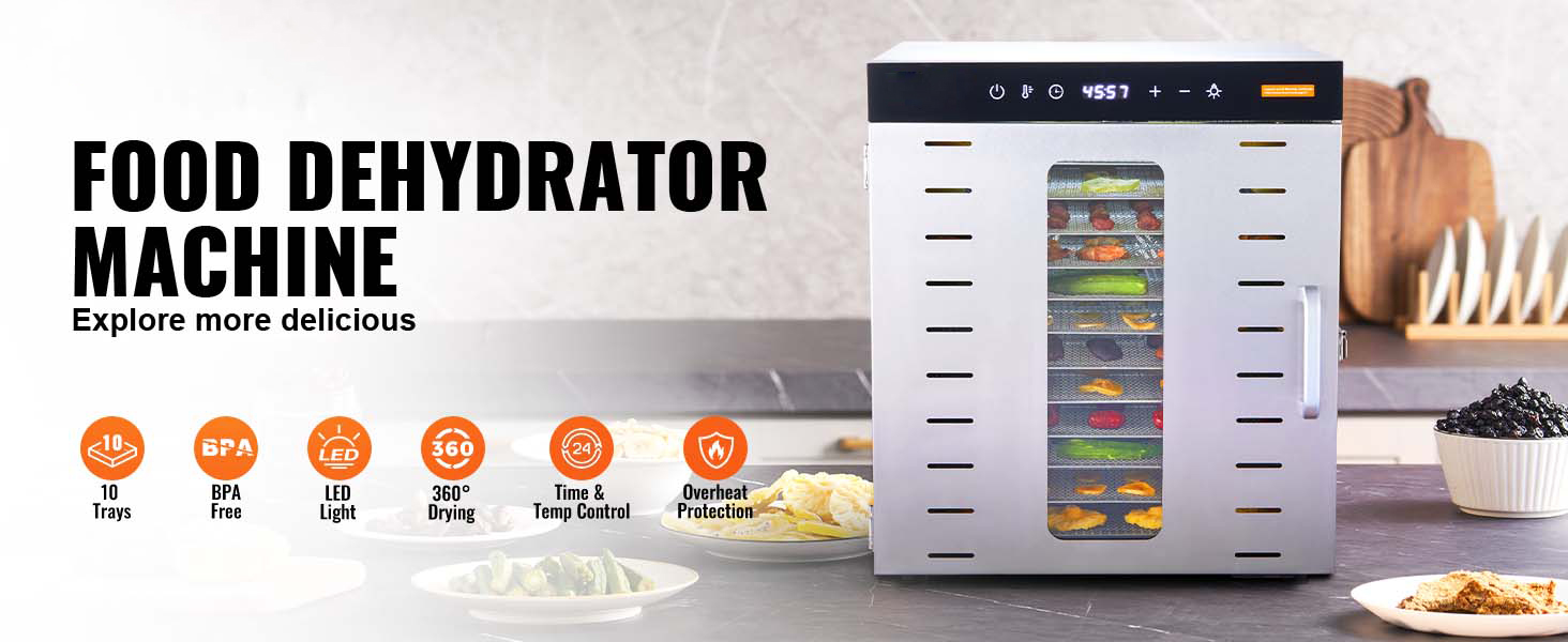 Déshydrateur Alimentaire 18 Plateaux 800W - En Acier Inoxydable, Circulation D'air 360°, Pour Viande, Fruits, Légumes, Herbes