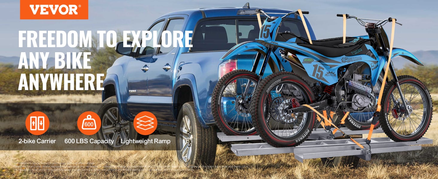 Free Shipping! VEVOR Motorcycle Carrier Dirt Bike Hitch Mount 600LBS Steel Ramp Stability