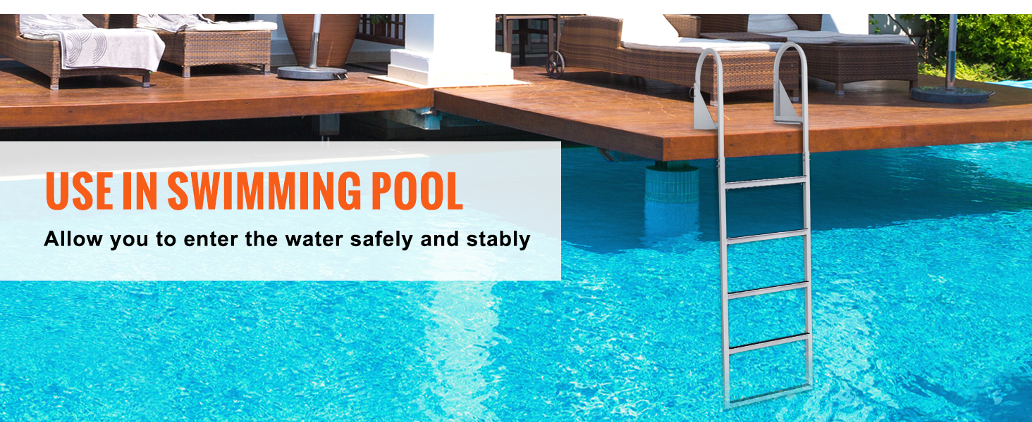 Scaletta Per Pontile VEVOR - 5 Gradini Ribaltabili, Lega Alluminio, Portata 350 Lb, Per Barche E Piscine - Foto 3