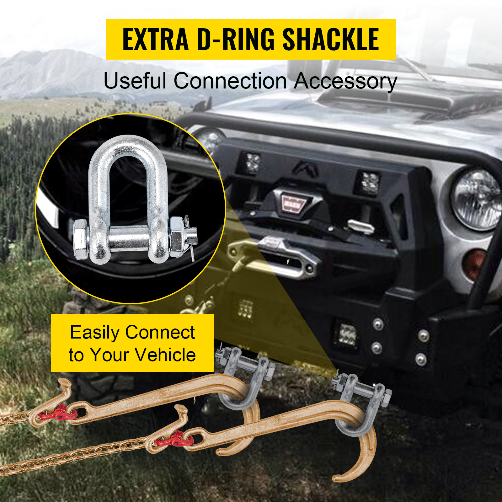 Grade 80 Tow Chain Transport Hooks 9260lbs VEVOR 5/16\ X 2ft V-Bridle Tow Chain - Grade 80 Heavy Duty With Hooks & Shackles V Bridle Chain
