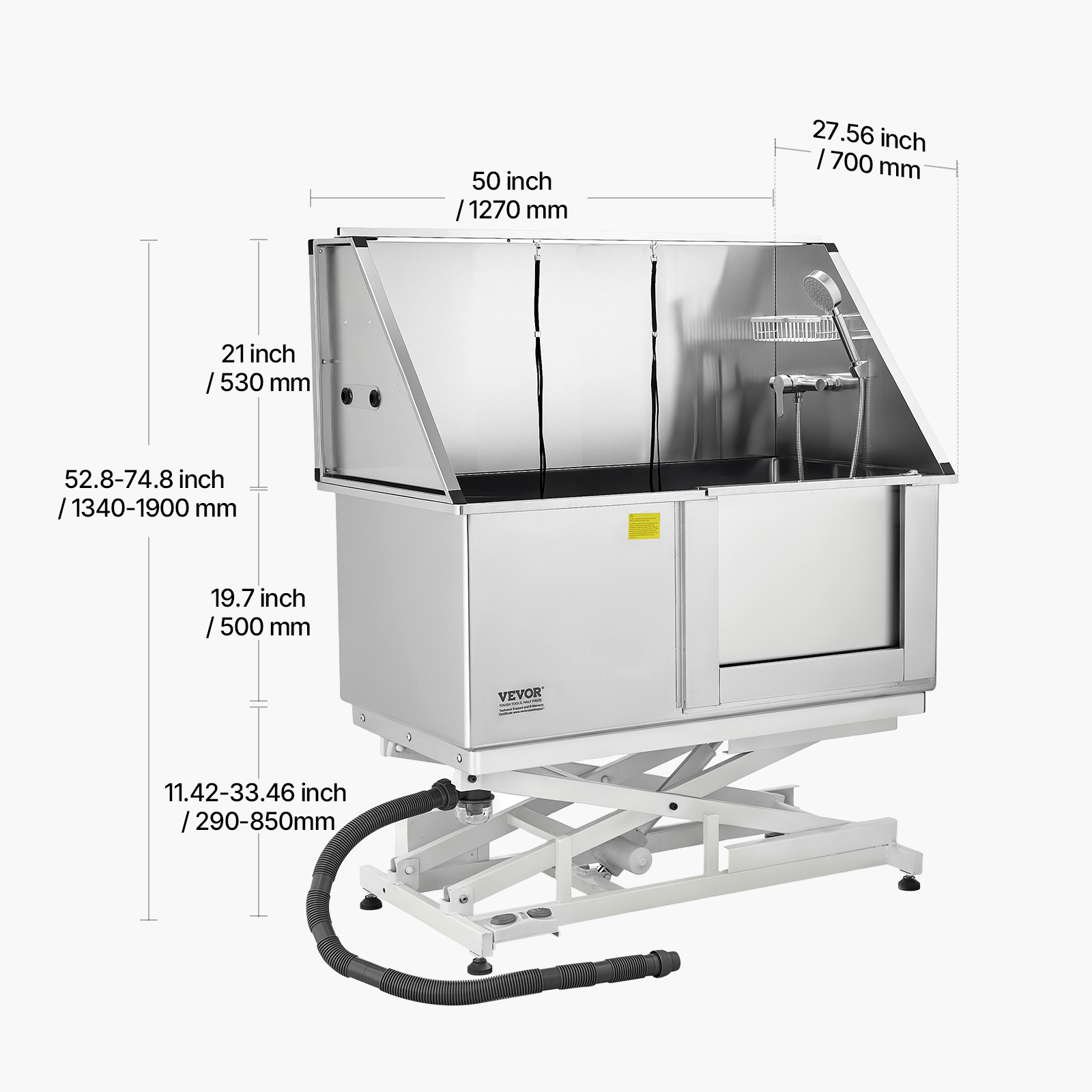 VEVOR Baignoire de Chien Acier Inoxydable, Baignoire de Toilettage  Electrique pour Animaux de Compagnie 127 cm Station de Lavage Chat, avec  Panneau Filtre Eau, Robinet, Pommeau de Douche, Porte Droite