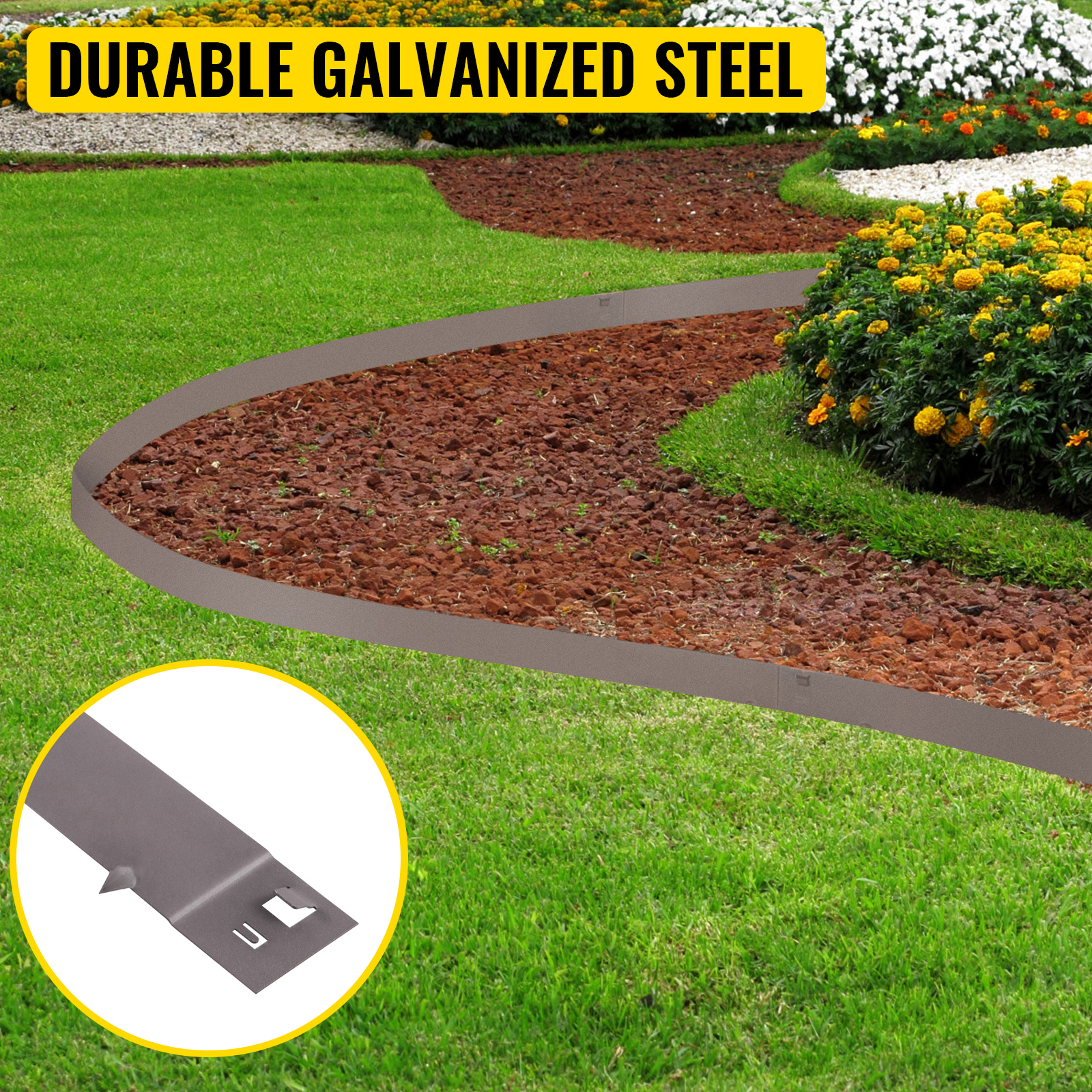 VEVOR Steel Lawn Edging, 5PCS 3"x39" Metal Landscape Edgings, 16.25 Ft Total Length Garden Border, Flexible And Bendable Galvanized Steel Landscaping, Metal Edge For Yard, Lawn, Pathway, Brown -Indoor Flower Pot AAHKMJXYDAFdJAOAIMEbOAchsNwF47gfWWMct1uaXzXJCVIqjjVJLqw cq39v7nX9UZGbxmQorwXi2RPPQGN9TuCI 0 nSIZnqczeQMAy1lNCh15z36rdqN8