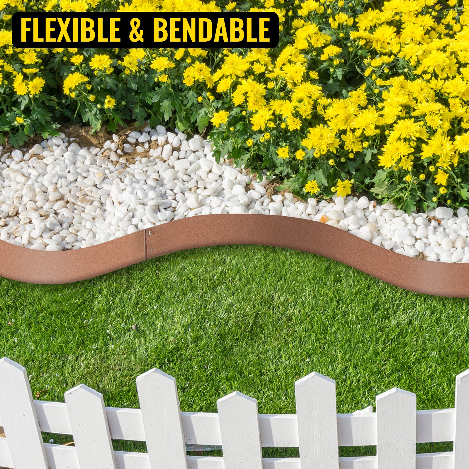VEVOR Steel Lawn Edging, 5PCS 5"x39" Metal Landscape Edgings, 16.25 Ft Total Length Garden Border, Flexible And Bendable Galvanized Steel Landscaping, Metal Edge For Yard, Lawn, Pathway, Brown -Indoor Flower Pot AAHKMJXYDAFdJAOAIMEbOAchsNwF47gfWWMct1uaXzXJCVIqjjVJLqw