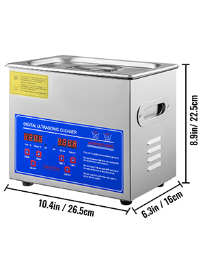 Limpiador Ultrasónico VEVOR JPS-20A 3L Limpiador Ultrasónico Limpiador de Joyería Acero Inoxidable con Pantalla Digital