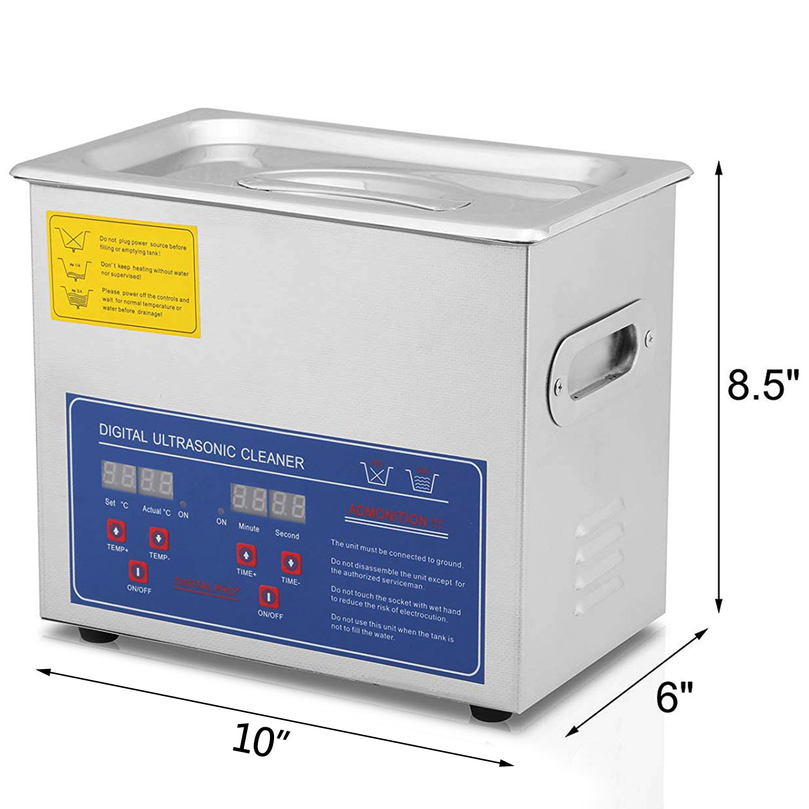 Limpiador Ultrasónico VEVOR JPS-20A 3L Limpiador Ultrasónico Limpiador de Joyería Acero Inoxidable con Pantalla Digital