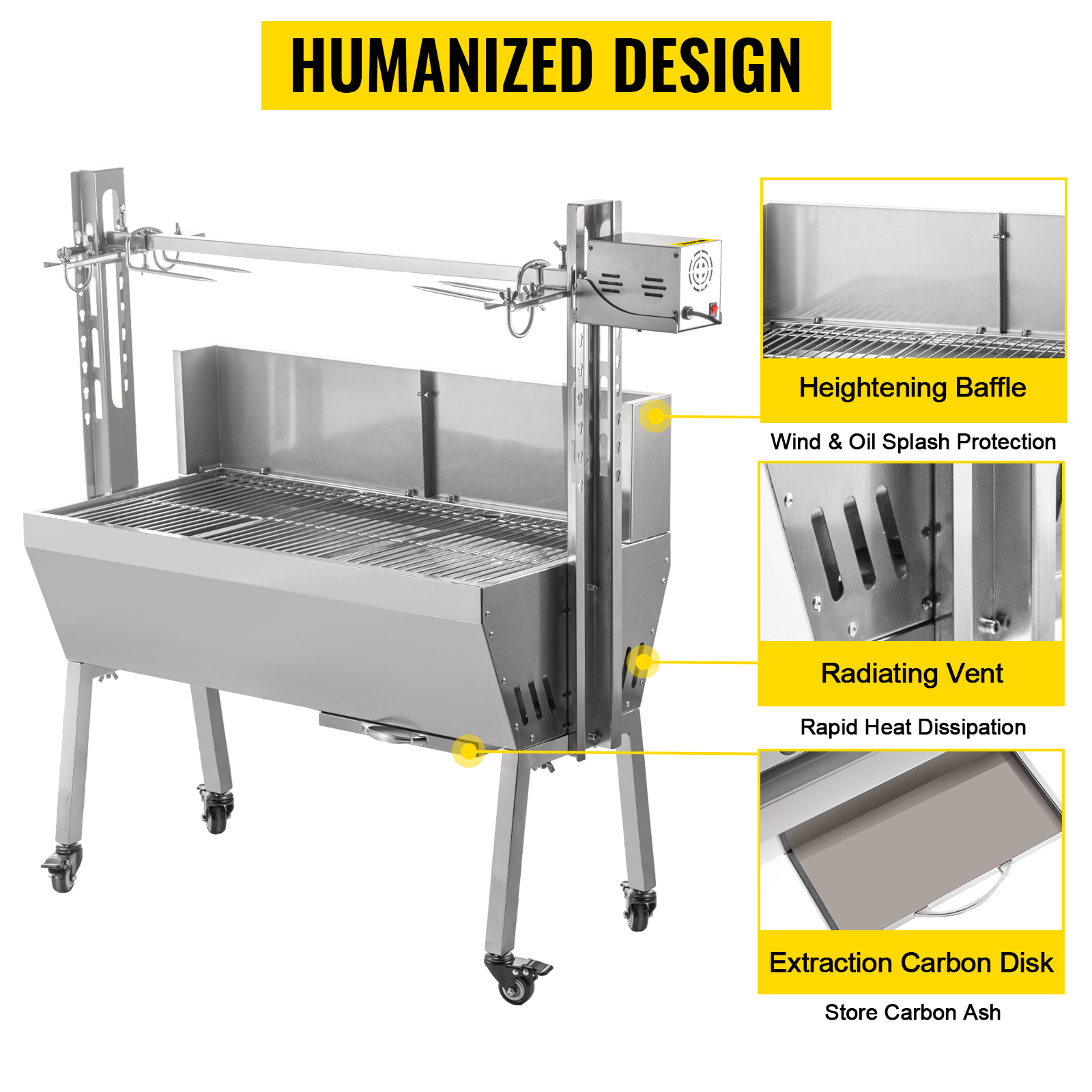 VEVOR Girarrosto BBQ Per Agnello Capacita Da 40kg Con Lamiera, Griglia A Barbecue Motore Elettrico 25W Con Forchetta Per Arrosto, Forno In Piedi BBQ In Acciaio Inox Con Pedana E Ruote Per Campeggio -Prodotti Per Barbecue AAHKMJXYDAFdJAOAIMEbOAchsNwF47gfWWMct1uaXzXJCVIqjjVJLqw cq39v7nX9UZMyUCrfibi9zjsQfbWKQrdQMR