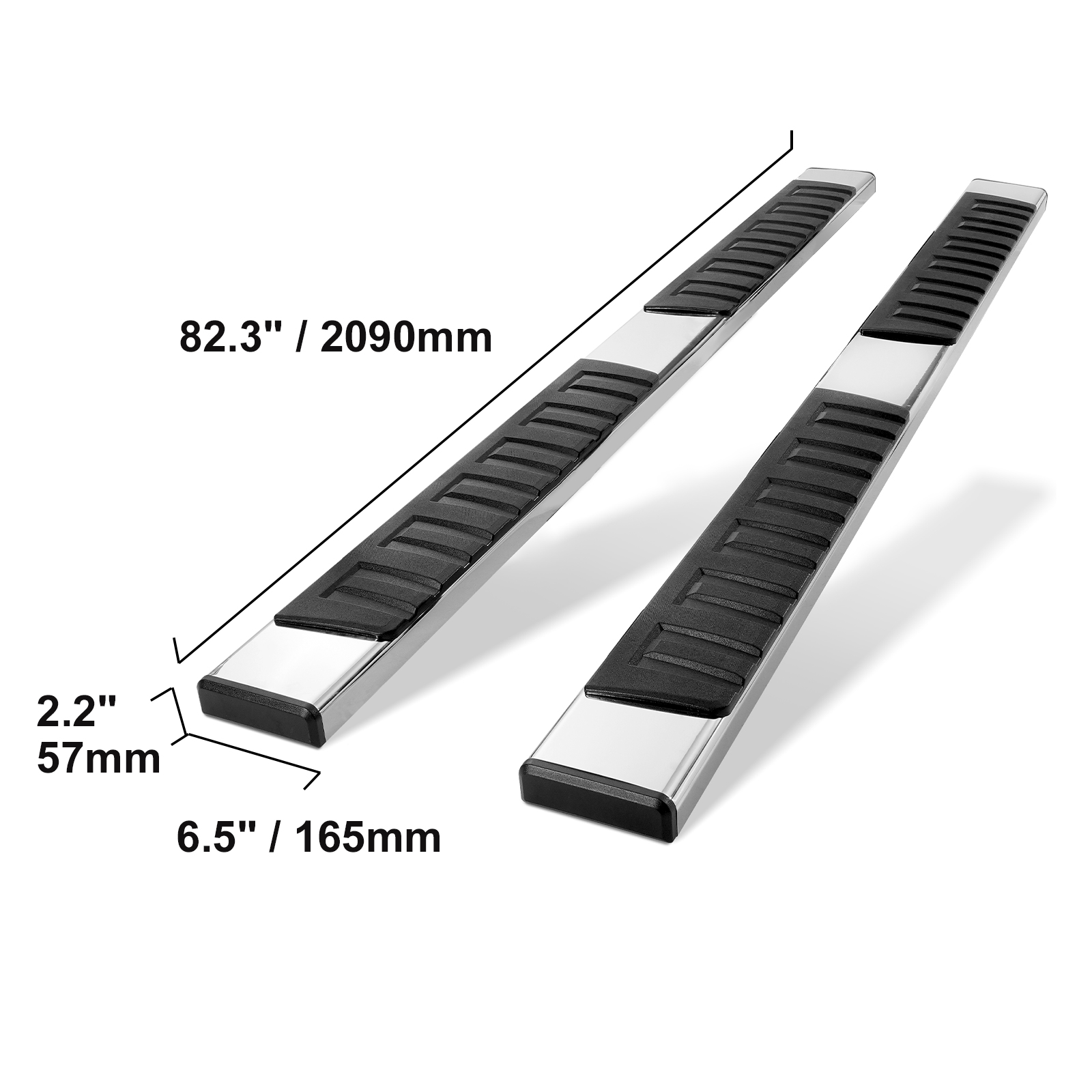VEVOR 2 pedane da 6,5 compatibili con Ford F150-Crew Cab 2015-2023/Ford F-250 F-350 Super Duty Crew Cab 2015-2023, 201 barre laterali in acciaio inossidabile, capacita di carico 500 libbre
