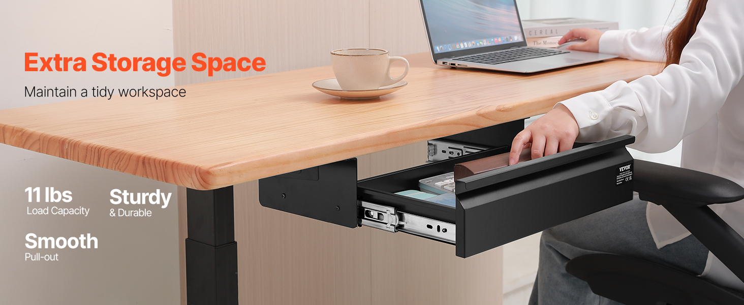 VEVOR Cassetto Estraibile Sotto Scrivania 440 x 223 x 101 mm