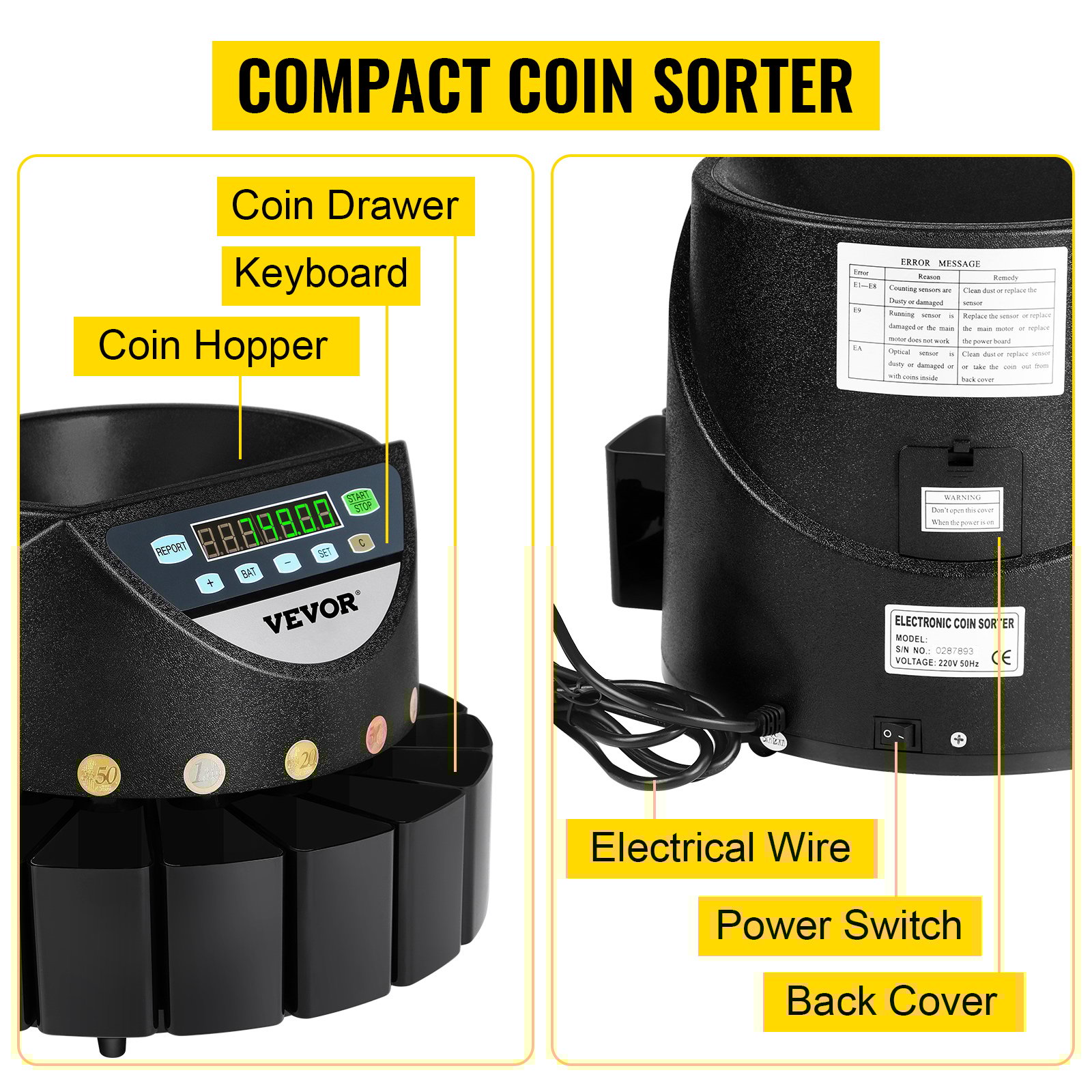 VEVOR Pieces De Monnaie DeArgent 220 V / 50 Hz Trieur De Pieces Environ 300 Pieces/min Pieces De Trieur DeArgent Et Capacite De La Boite Environ 80 A 300 Pieces Chacune Avec 8 Boites De Collecte -Promos Brico Forte Boutique AAHKMJXYDAFdJAOAIMEbOAchsNwF47gfWWMct1uaXzXJCVIqjjVJLqw cq39v7nX9UZYN7zZGme LW65CP6JzEz1LsEhPCM1i1qoxYw1Q H HkhOU iLM FHrQIIDNz4PP3CuD3mnZCeDKzg9Yu35Ku