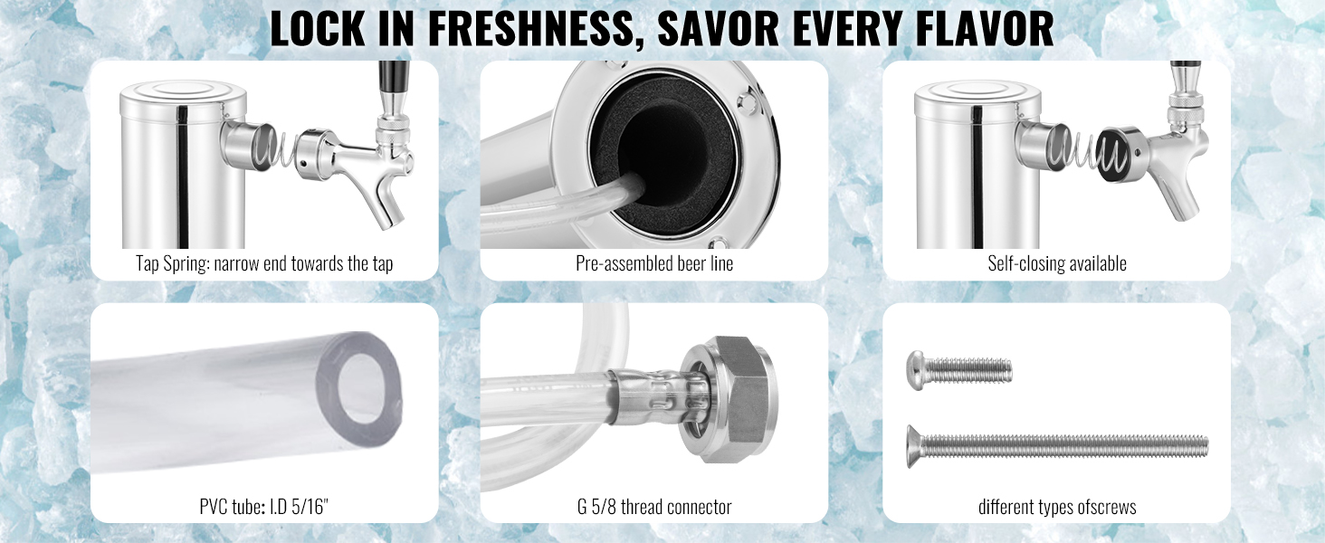 Pompa per Fusti di Birra da 4 Pollici, Rubinetto per Fusti di Birra in Acciaio Inossidabile, Kit Rubinetto per Fusti con Pompa Ad Aria e Distributore, Pompa da Picnic di qualità