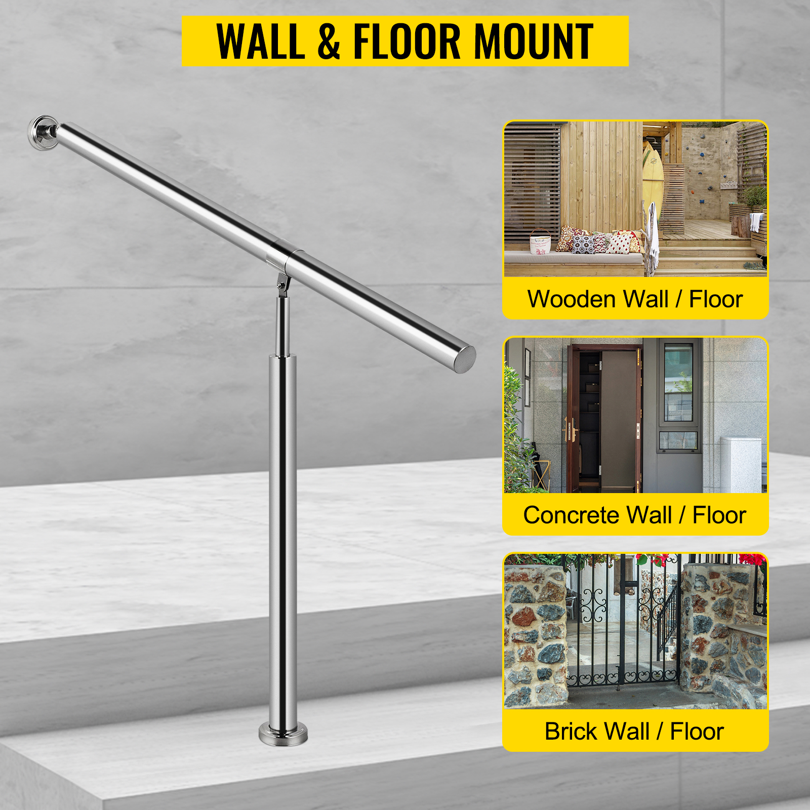 VEVOR Rampe Deescalier Main Courante Pour Escalier Exterieur En Acier Inoxydable Garde-corps Escalier Exterieur Rampe Deescalier Exterieur Porche Jardin Interieur (Acier Inoxydable 304, 1-2 Etapes) -Mottetch Boutique AAHKMJXYDAFdJAOAIMEbOAchsNwF47gfWWMct1uaXzXJCVIqjjVJLqw