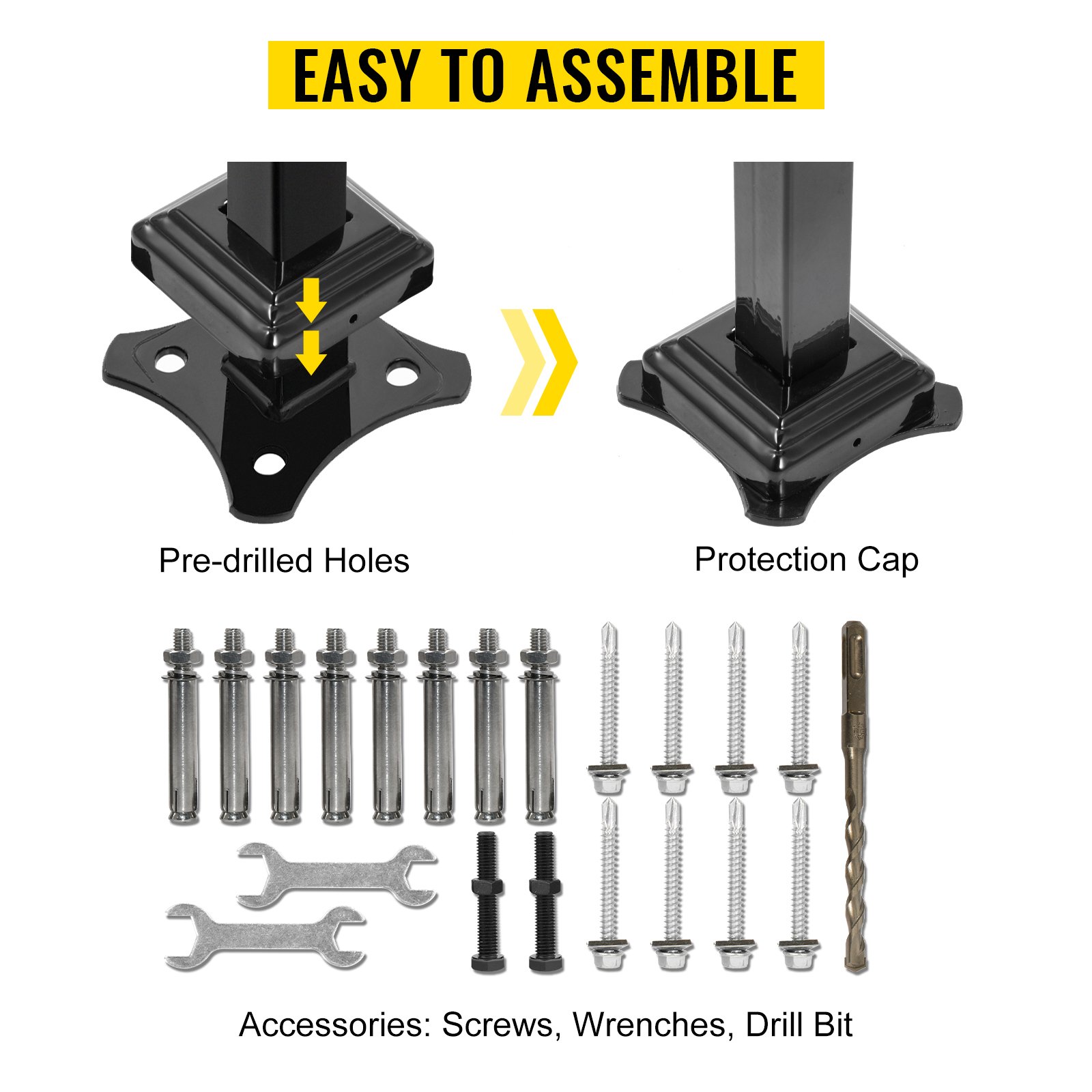 VEVOR Garde-Corps Rampe Escalier Main Courante En Fer Forge Balustrade Rambarde 1-3 Marches Reglable 45 Cm Distance Entre Poteaux 68,5 Cm Hauteur Poteaux 96 Cm Pour Securite Escaliers Jardin Portails -Mottetch Boutique AAHKMJXYDAFdJAOAIMEbOAchsNwF47gfWWMct1uaXzXJCVIqjjVJLqw