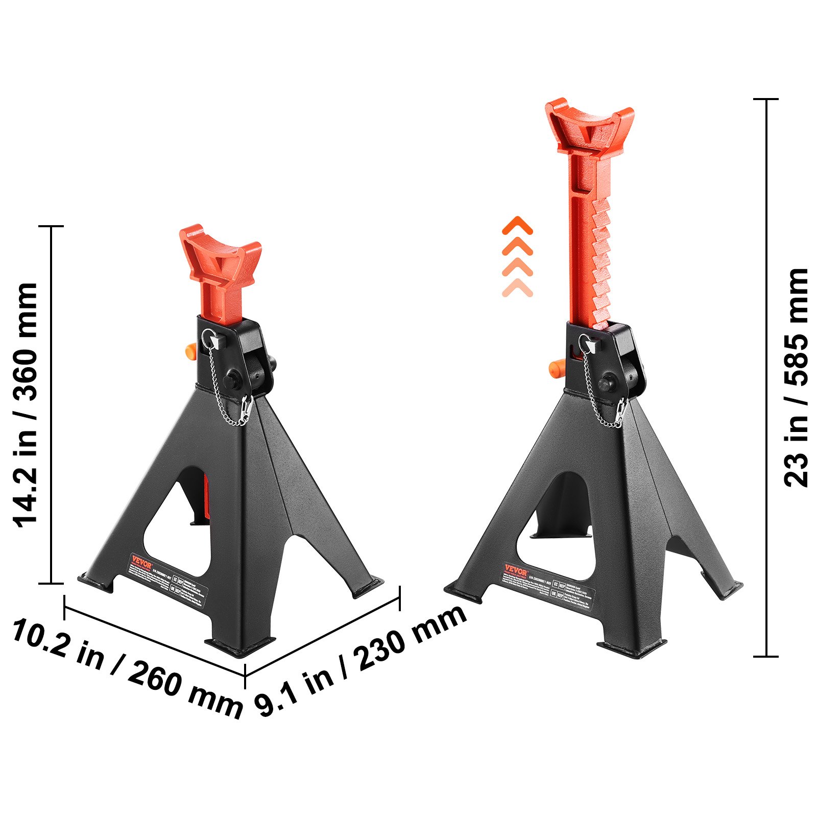 VEVOR Cavalletti Supporti Multiuso Coppia di Cavalletti per Auto Supporti  per Assale Cric Capacita 6T con Doppia Chiusura Altezza Regolabili 360-585  mm 1 Paio di Cavalletto per Sollevamento Auto Moto