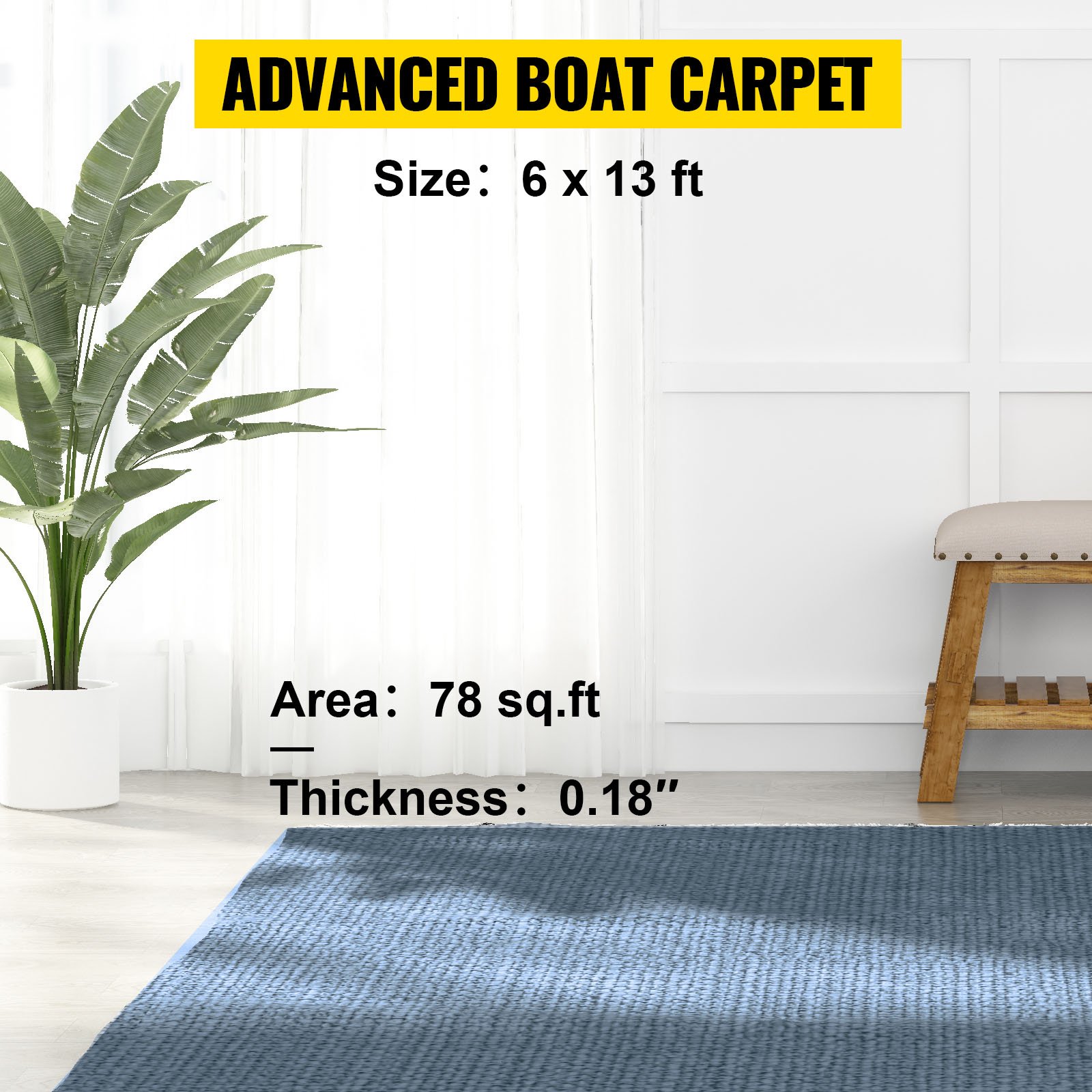 Boat Carpet 6X13' Indoor Outdoor Marine Carpet Rug Waterproof Anti