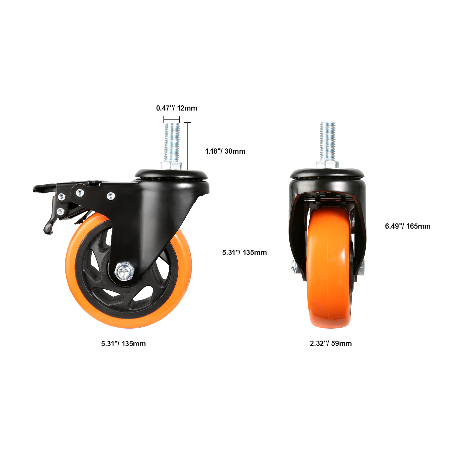 Roulette Pivotante Caoutchouc 100 Mm Lot De 4 Roulettes Pivotantes, Très Résistantes, Silencieuses Lot De Roulettes Pivotantes