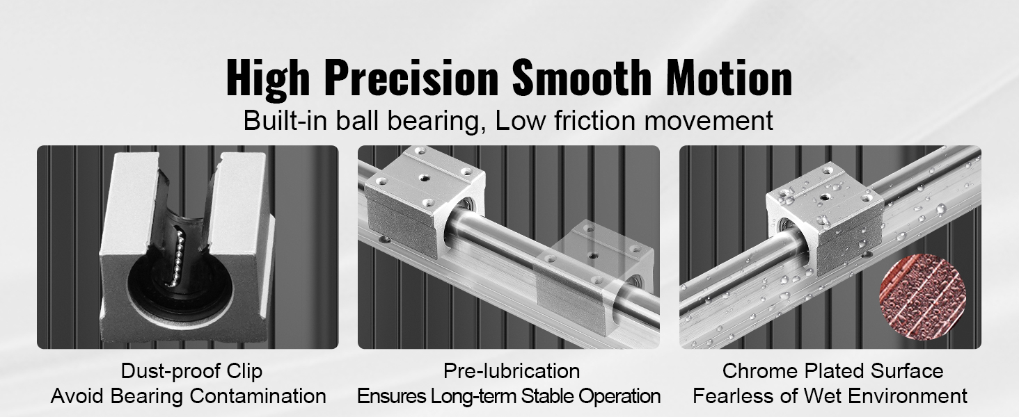 VEVOR 2xSBR20-2200mm Rail Guidage Linéaire + 4 x SBR20UU Roulement Glisse  Blocs