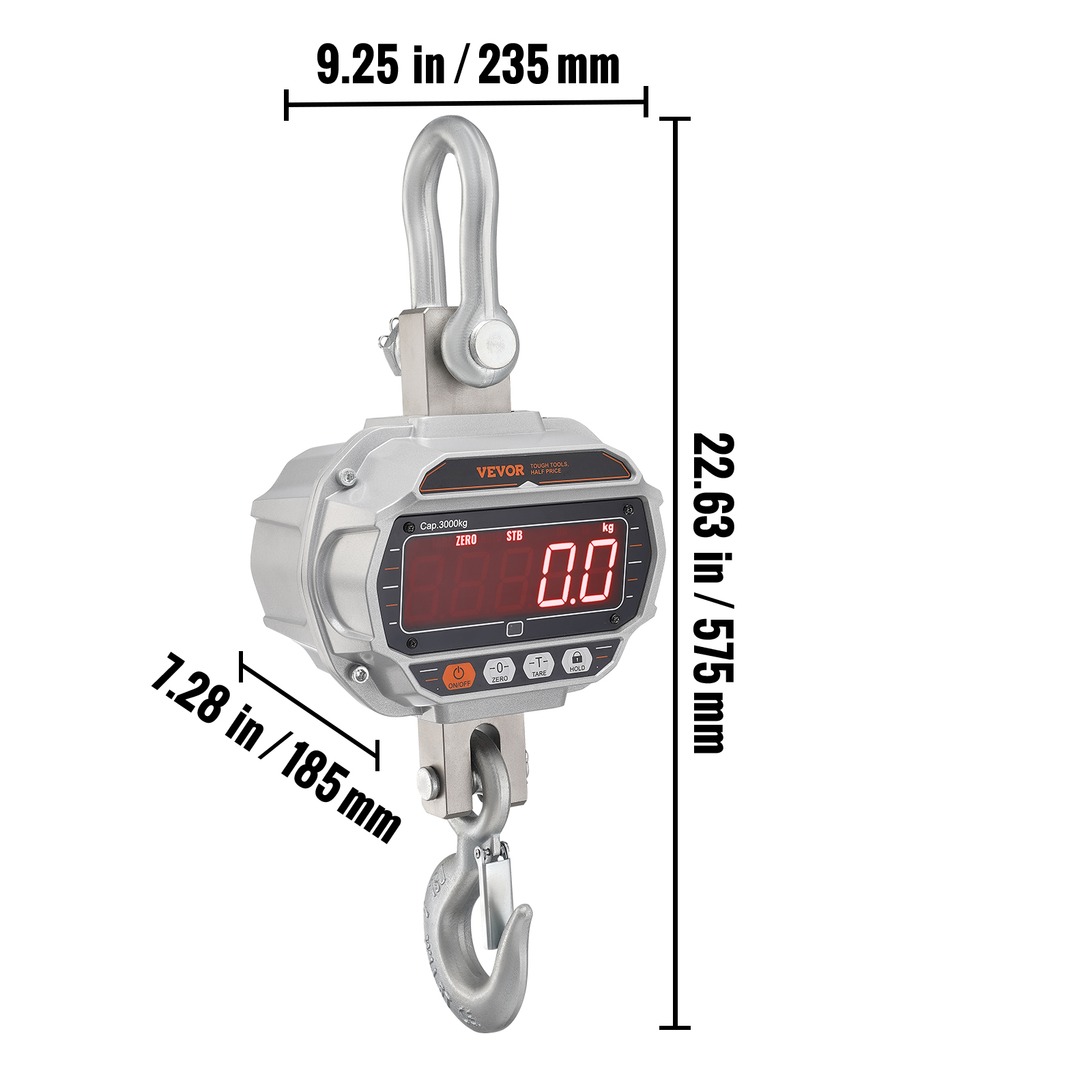 VEVOR VEVOR Bilancia Industriale da Gru Carico Max. 3000 kg Bilancia  Digitale da Gru con Telecomando Alloggiamento in Alluminio Fuso Display a  LED ad Alta Precisione, Bilancia Digitale per Carichi Pesanti