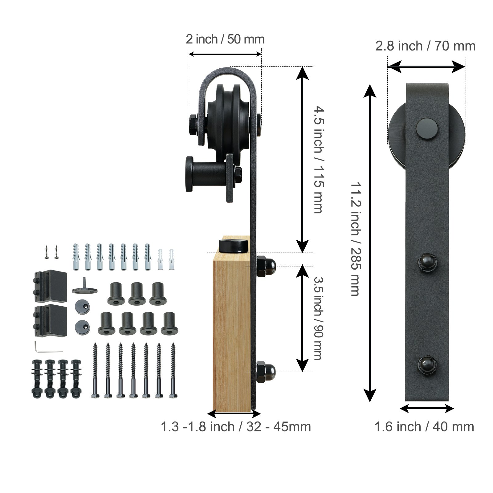 Kit Ferramenta Porta Scorrevole Da Fienile 244cm - Sistema Scorrimento Silenzioso Per Porte Singole