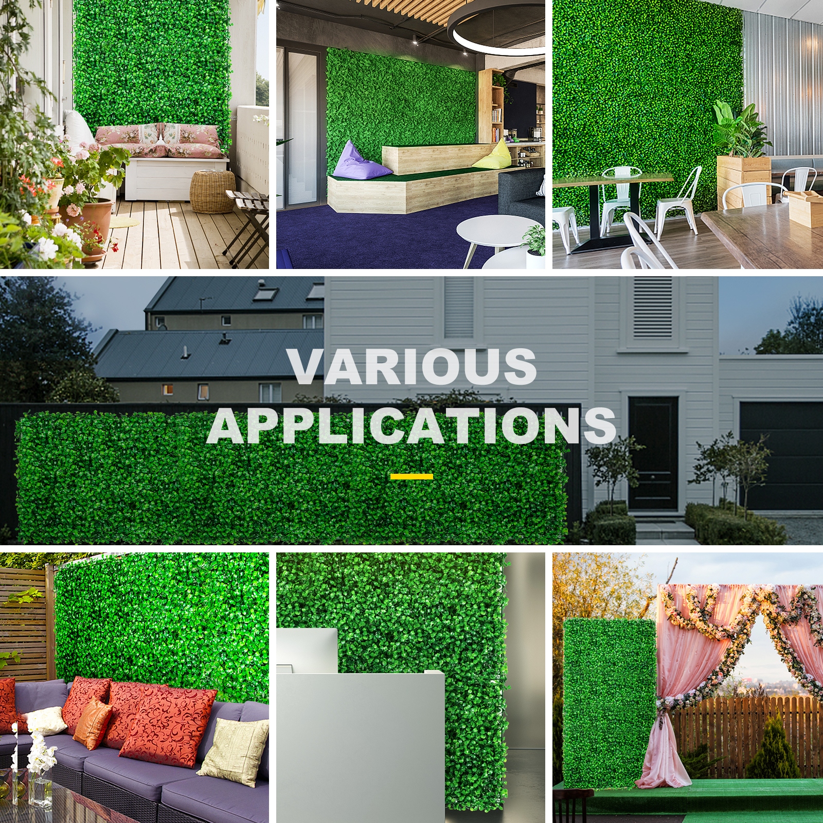 Panneaux Muraux Verdure Artificielle Lee Display – Avec LED, 20x60in, Usage Commercial