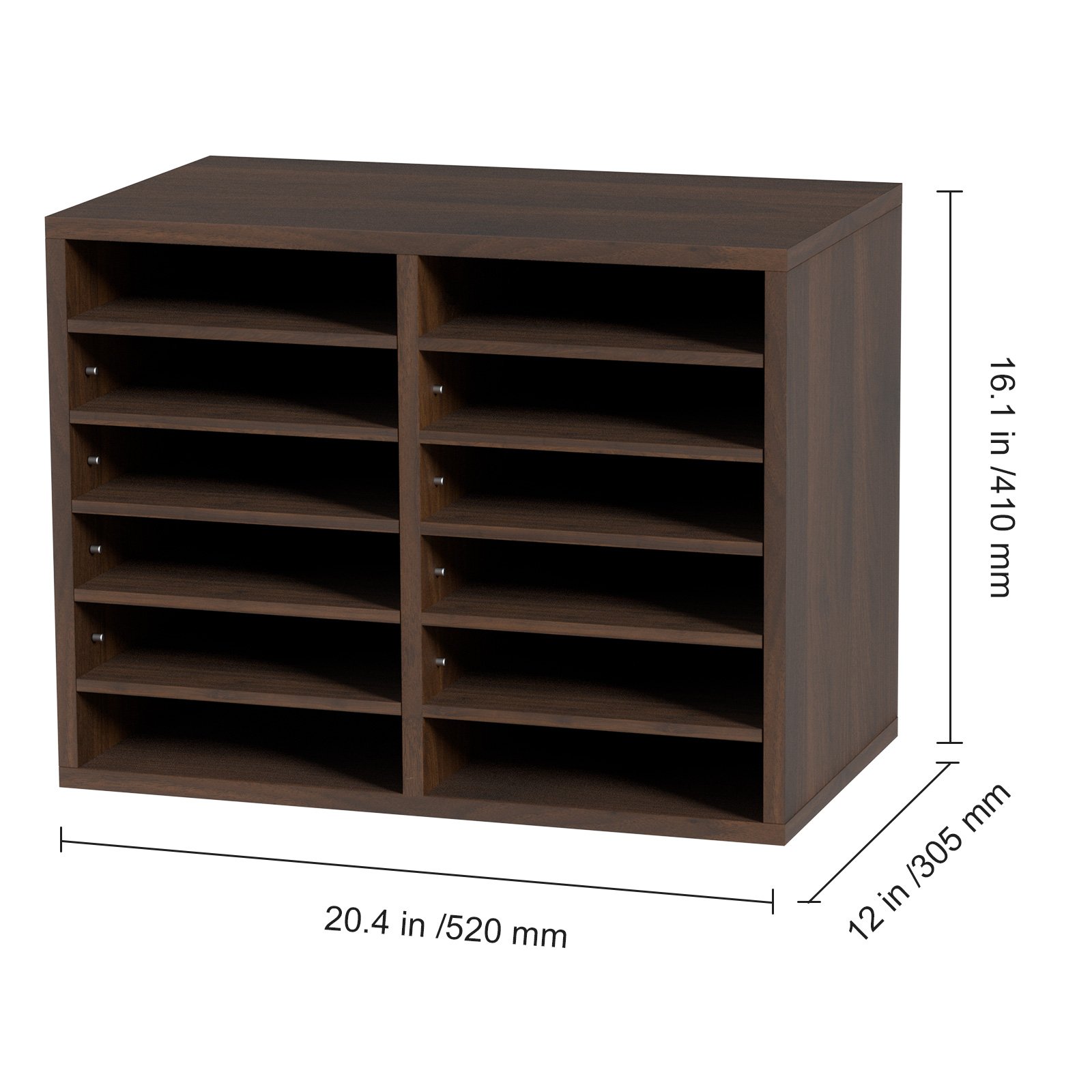 VEVOR VEVOR Organizzatore per Documenti in Legno 12 Scompartimenti Nero  Carico Singolo 10 kg Rimovibili e Regolabili, Portadocumenti 52 x 30,5 x 41  cm per Libri Documenti Fumetti Moduli 12 Scompartimenti