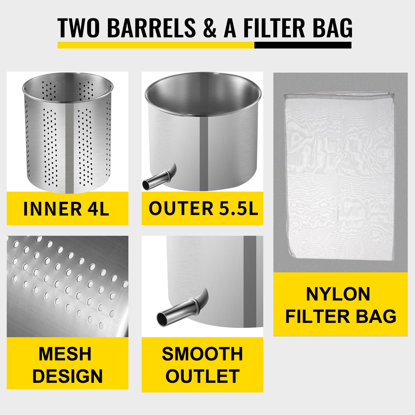 VEVOR Pressoir A Vin Manuel Presse Raisin 5,5 L 2 Barils Inox Presser Jus Fruits -Petit Électroménager AAHKMJXYDAFdJAOAIMEbOAchsNwF47gfWWMct1uaXzXJCVIqjjVJLqw cq39v7nX9Ua9WIbAzuLCMxjaUFzi313y3ec4J8CxDPVDkjPKT