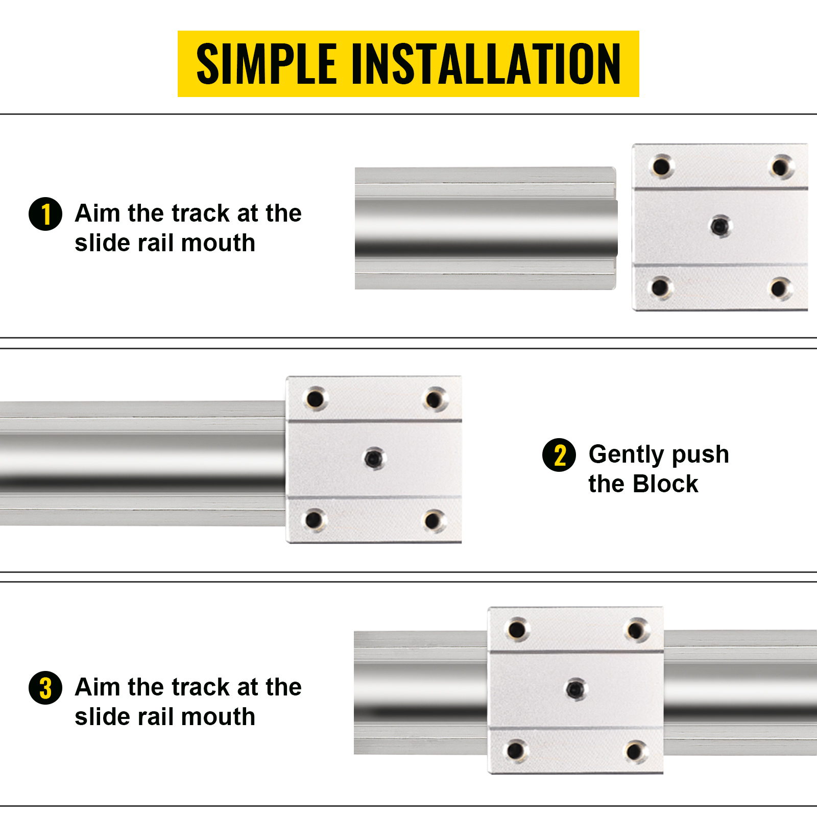 CNCMANS Lineaire geleiding, lineair rail, SBR16-1500 mm, RVS geleiderails met 4 stuks SBR16UU lineaire lagerblokken, CNC-onderdelen voor 3D-printer stappenmotor (lineaire geleiding SBR16 1500 mm), 2x