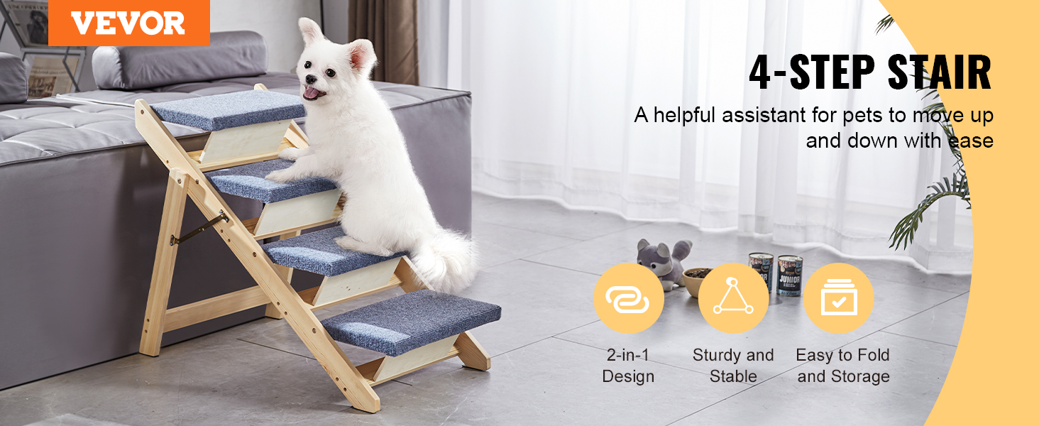 Wooden Dog Stairs Dog Ramps, Adjustable Wooden Pet Stairs For Bed ...