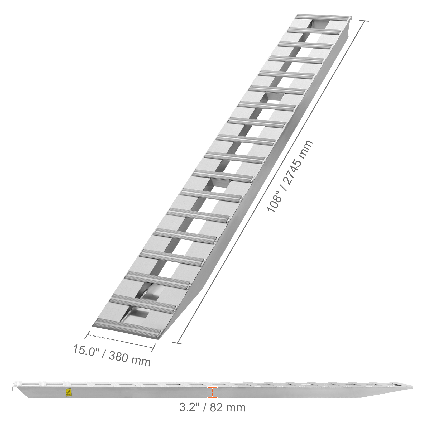 VEVOR Loading Ramps, 2 Pcs 2745 x 380 mm, Durable Aluminum and Heavy ...