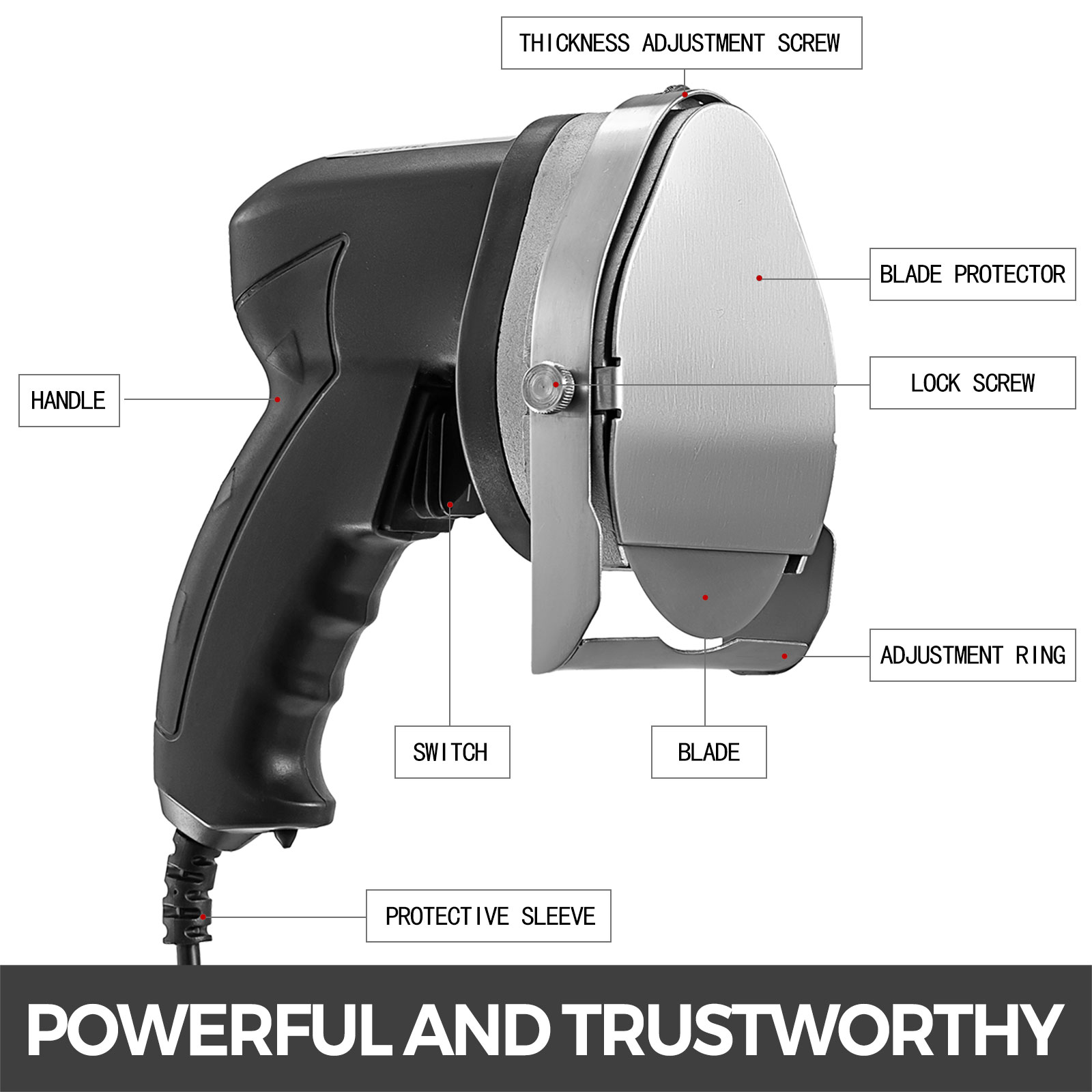 VEVOR 80 W Coltello Da Kebab Elettrico, 2800 RPM Tagliapasta Per Kebab, Peso Lordo 3,7 Libbre Macchina Per Carne Di Kebab, 25 X 19 X 24 Cm Affettatrice Per Kebab, 0-0,31 Pollici Taglierina Per Kebab -Wenko Negozio AAHKMJXYDAFdJAOAIMEbOAchsNwF47gfWWMct1uaXzXJCVIqjjVJLqw