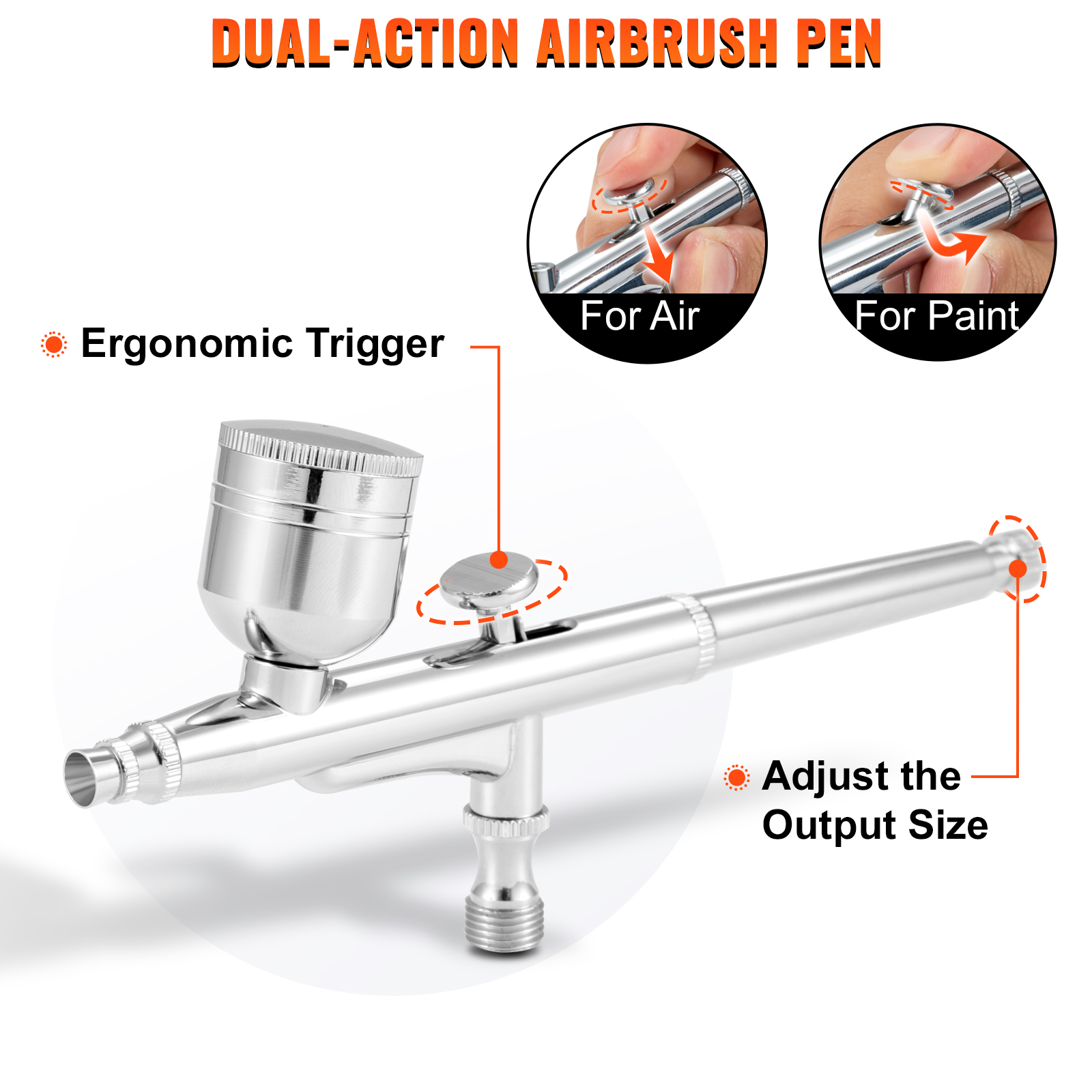 VEVOR Compresseur Aerographe Professionnel Kit Aerographe Complet Double  Action Pistolet Aerographe 0,2/0,3/0