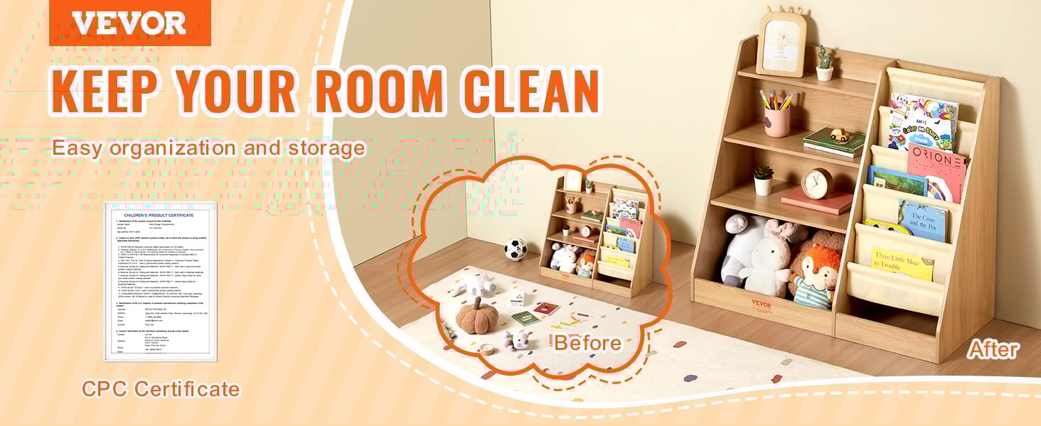 Costway 5-Cube Kids Bookshelf And Toy Organizer Wooden Storage Bookcase W/ Wood Legs