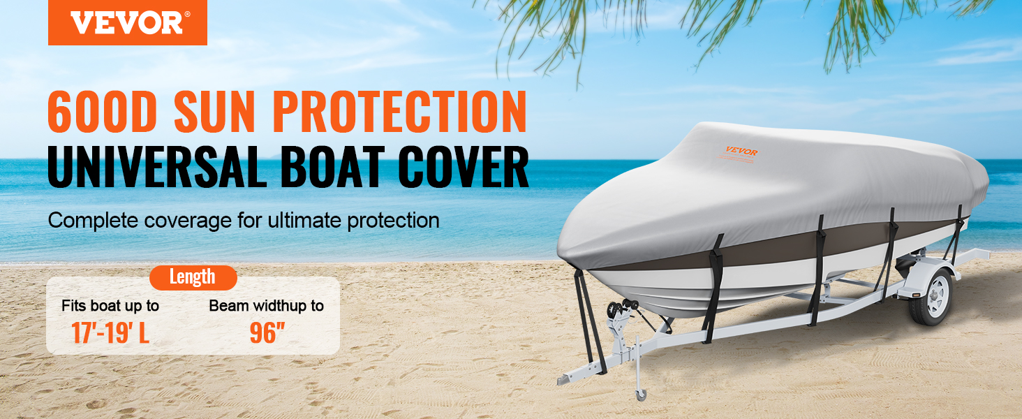 Vevor – Housse de bateau imperméable 518-579 cm – Oxford 600D résistant aux UV – Sangles réglables pour fixation sécurisée – Sac de rangement inclus