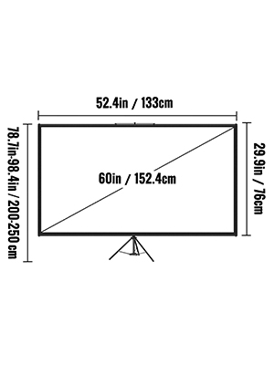 VEVOR Schermo Cinematografico per Esterni, 152,4cm Schermo per Proiettore, HD  16:9 Schermo del Proiettore Portatile con Supporto Treppiede in Alluminio, Grandangolo  di 160 Gradi, per Casa, Cattedrale