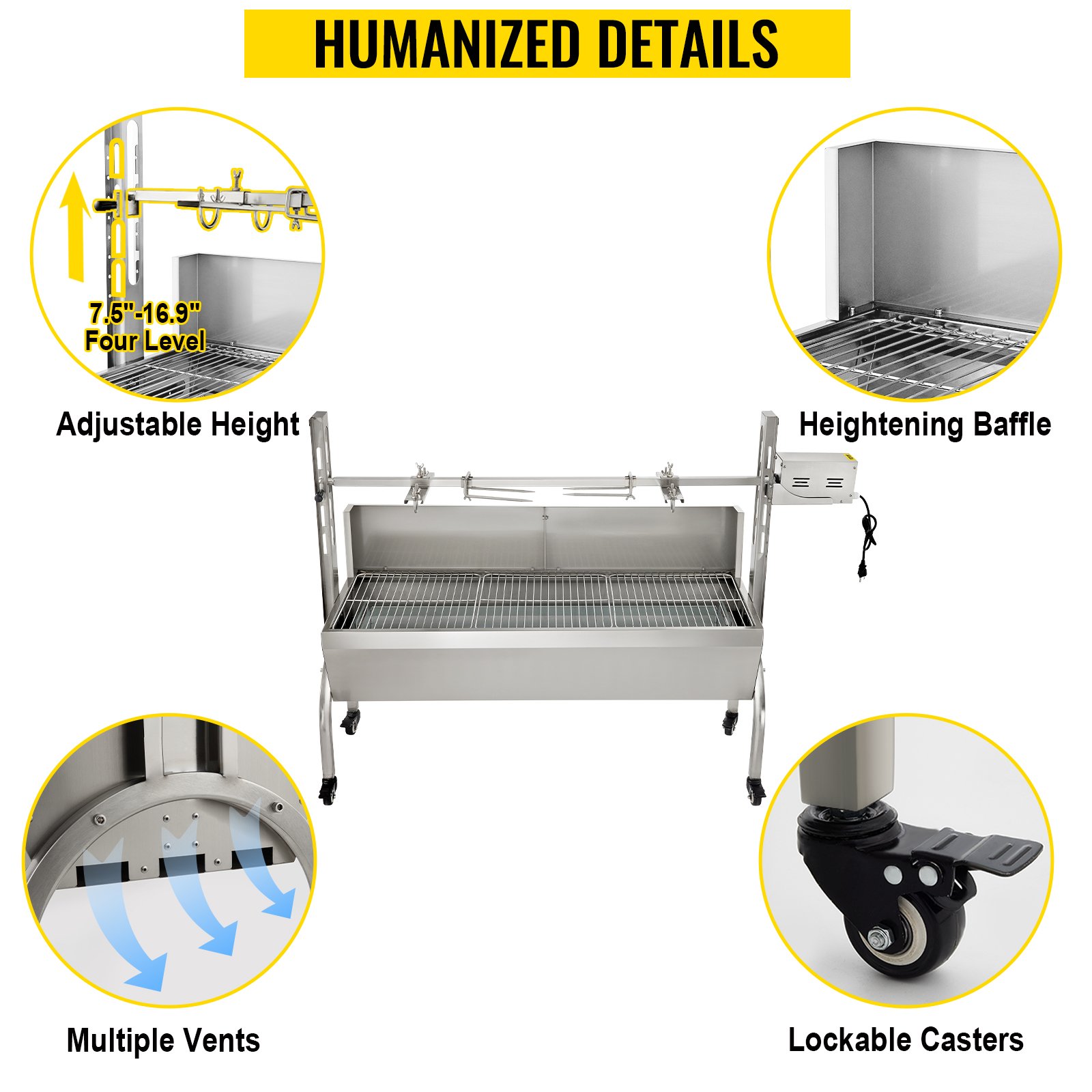 VEVOR Girarrosto Elettrico 40W In Acciaio Inox Con Griglia Forchetta Per Agnello Tacchino BBQ Esterno Da Campeggio Carico Max. 60kg, Set Girarrosto Elettrico Con Parabrezza Per Barbecue Agnello Pollo -Barbecue Forniture Negozio AAHKMJXYDAFdJAOAIMEbOAchsNwF47gfWWMct1uaXzXJCVIqjjVJLqw cq39v7nX9UanIhyGB RiEQiwOmieYBzncASHhKoDbcp4cnHTNuSs 5tgD1qQII5zPLa0Lk0k3wBj1d592HHqA5H7h5bTInuh