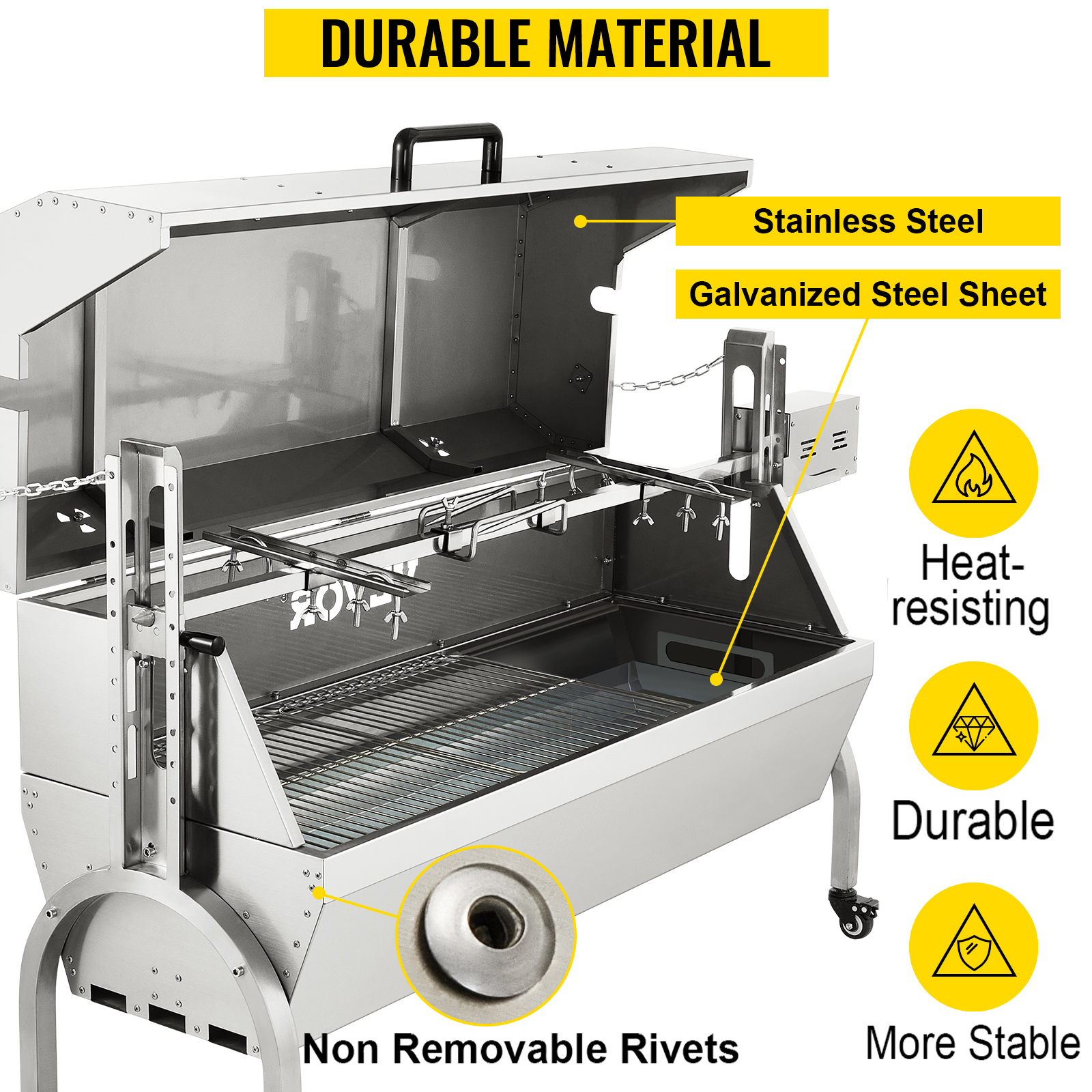 VEVOR Girarrosto Elettrico 40W In Acciaio Inox Con Griglia Forchetta Per Agnello Tacchino Pollo Da Esterno Campeggio Carico Max. 60kg, Set Girarrosto Elettrico Con Coperchio Maniglia In Acciaio Inox -Prodotti Per Barbecue AAHKMJXYDAFdJAOAIMEbOAchsNwF47gfWWMct1uaXzXJCVIqjjVJLqw cq39v7nX9UanIhyGB RiEQiwOmieYBznok9AsAJlWxhbtHBBdtHfv3OBiO3 cDaRbFHMX8Fu6v58VBty4x TfRQldOJVa wL