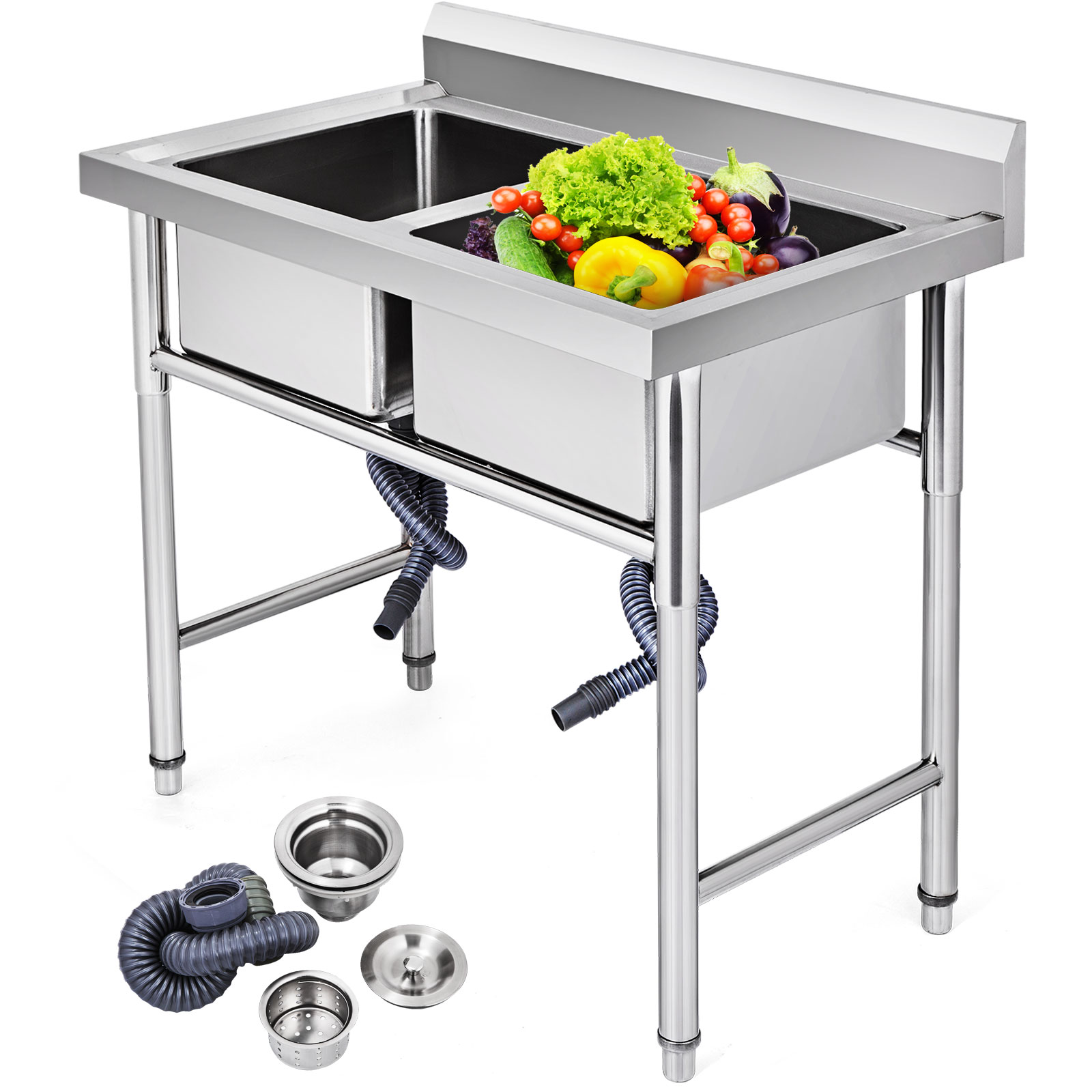 VEVOR Ktchen Sink with Left Hand Platform 39.5 inch Stainless Steel ...