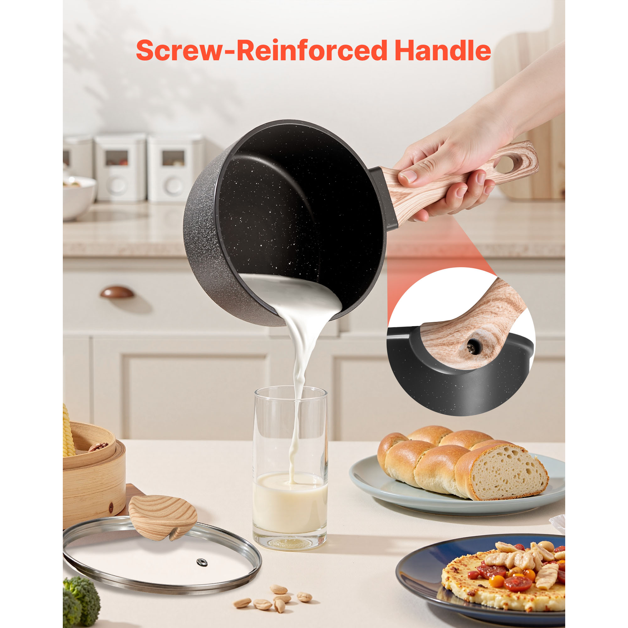 Pentola in Vetro Casseruola per Induzione – 2,3 l Riscaldabile Trasparente Pentola con Coperchio – Fornello in Vetro per Zuppe, Verdure, Insalata di Frutta, Lattine Istantanee (2,3 L