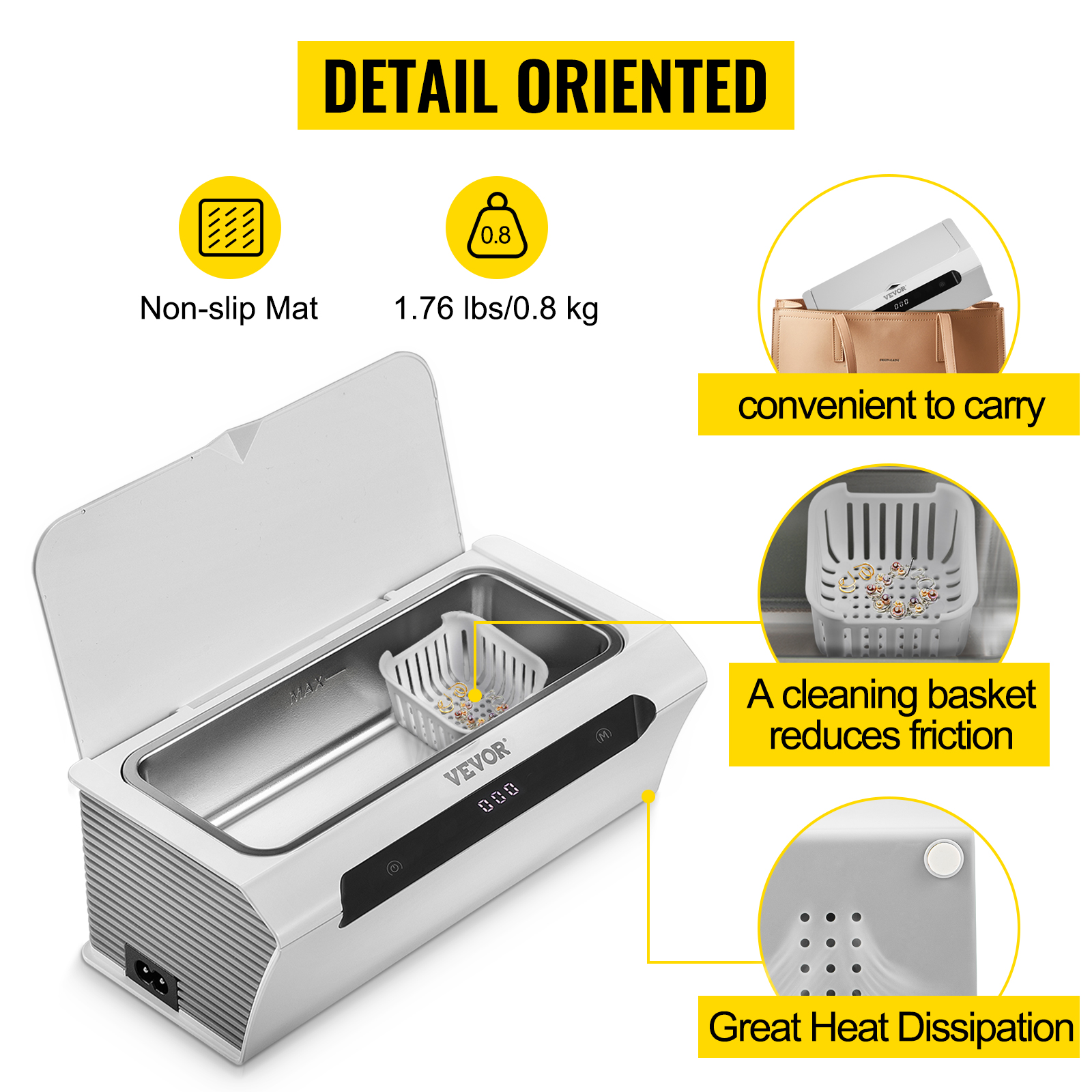 VEVOR Nettoyeur A Ultrasons Numerique 500 ML Nettoyeur Ultrasonique Professionnel 40 KHz 35 W Appareil De Nettoyage Ultrasonique Bac Inox Coque ABS Tactile Temps Reglable 0-6 Min Bijoux Lunettes Blanc -Stanleyfaco Magasin AAHKMJXYDAFdJAOAIMEbOAchsNwF47gfWWMct1uaXzXJCVIqjjVJLqw