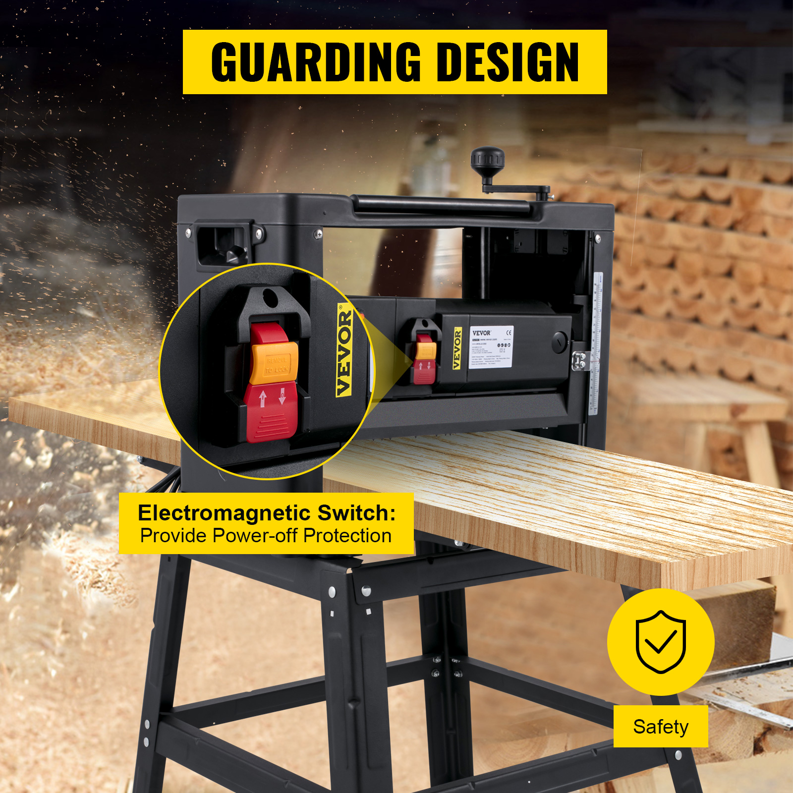 VEVOR VEVOR Pialla a Spessore 2000W per Legno Altezza Regolabile Lama in  Acciaio al Carbonio, Pialla Filo Spessore 15 Amp 2000 W 23500 giri/min, Pialla  a Spessore per Lavorazione di Legno Larghezza